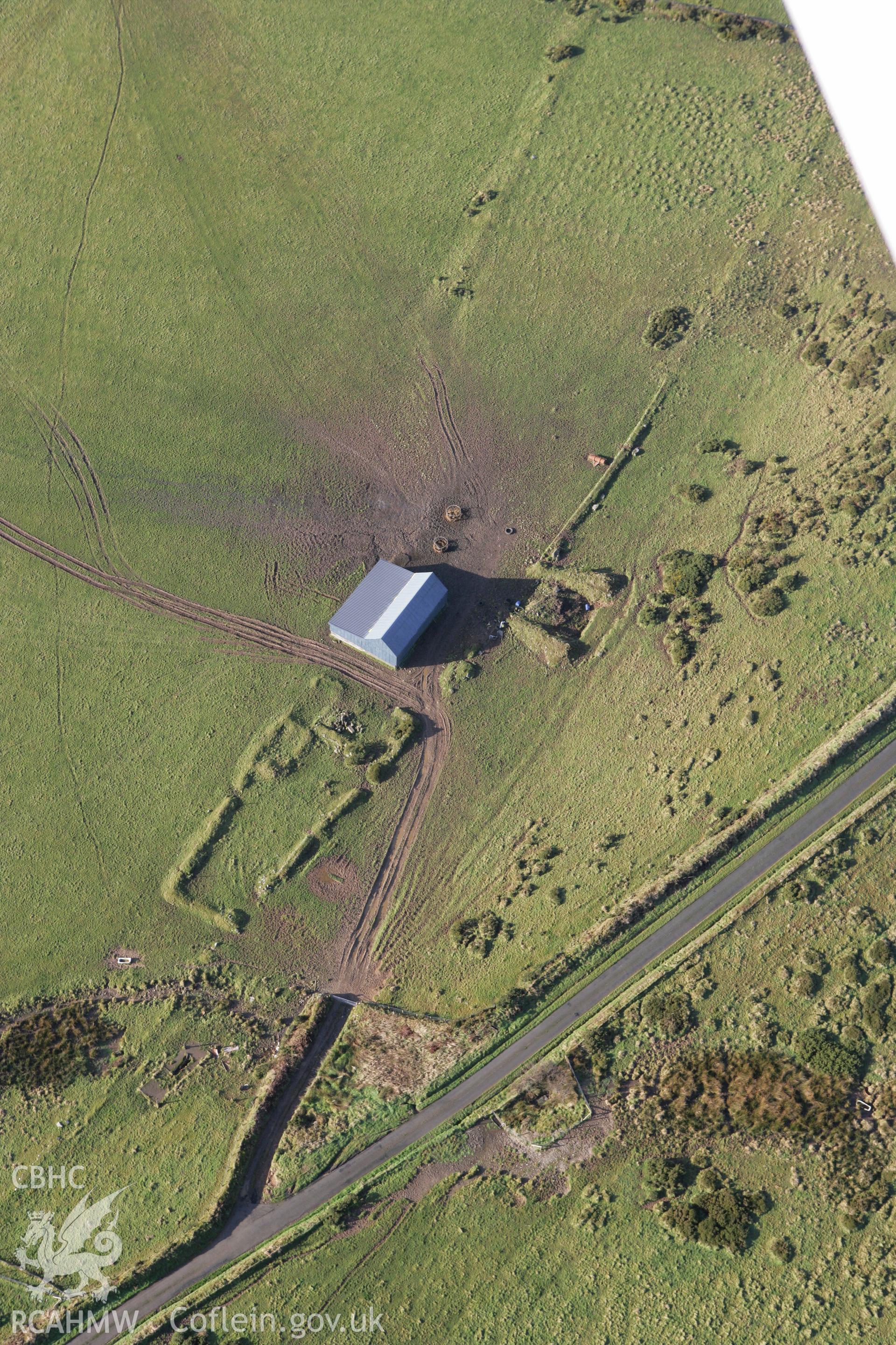 RCAHMW colour oblique photograph of Mynydd Cilciffeth, deserted farm. Taken by Toby Driver on 15/12/2008.