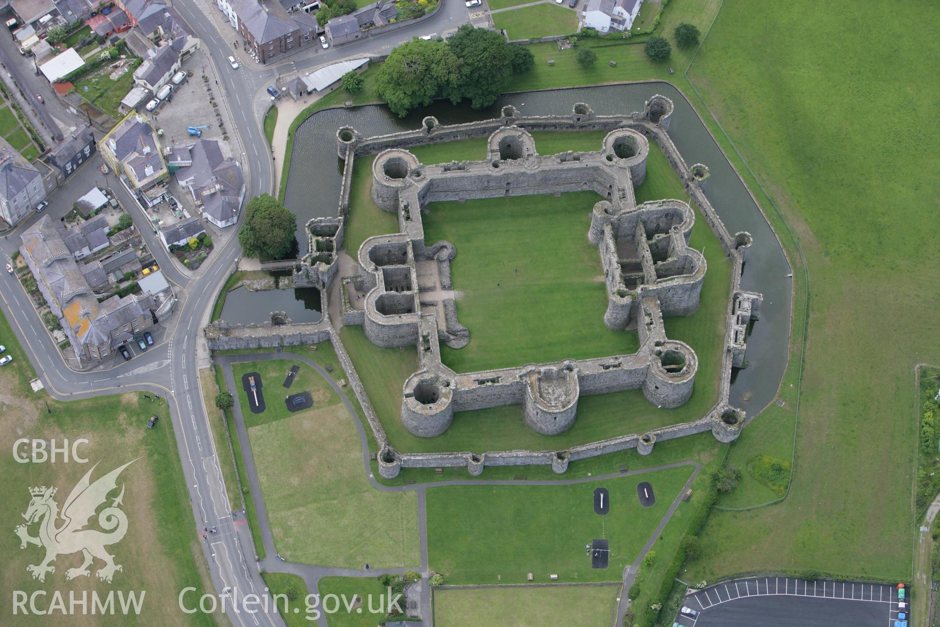 RCAHMW colour oblique photograph of Beaumaris Castle. Taken by Toby Driver on 13/06/2008.