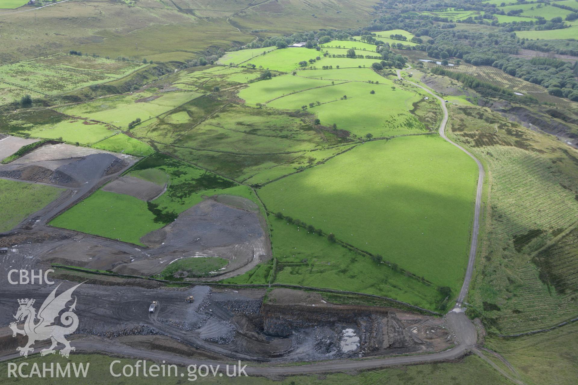 RCAHMW colour oblique photograph of works to the east of Penwaun-Ucahf Coal Workings. Taken by Toby Driver on 12/09/2008.