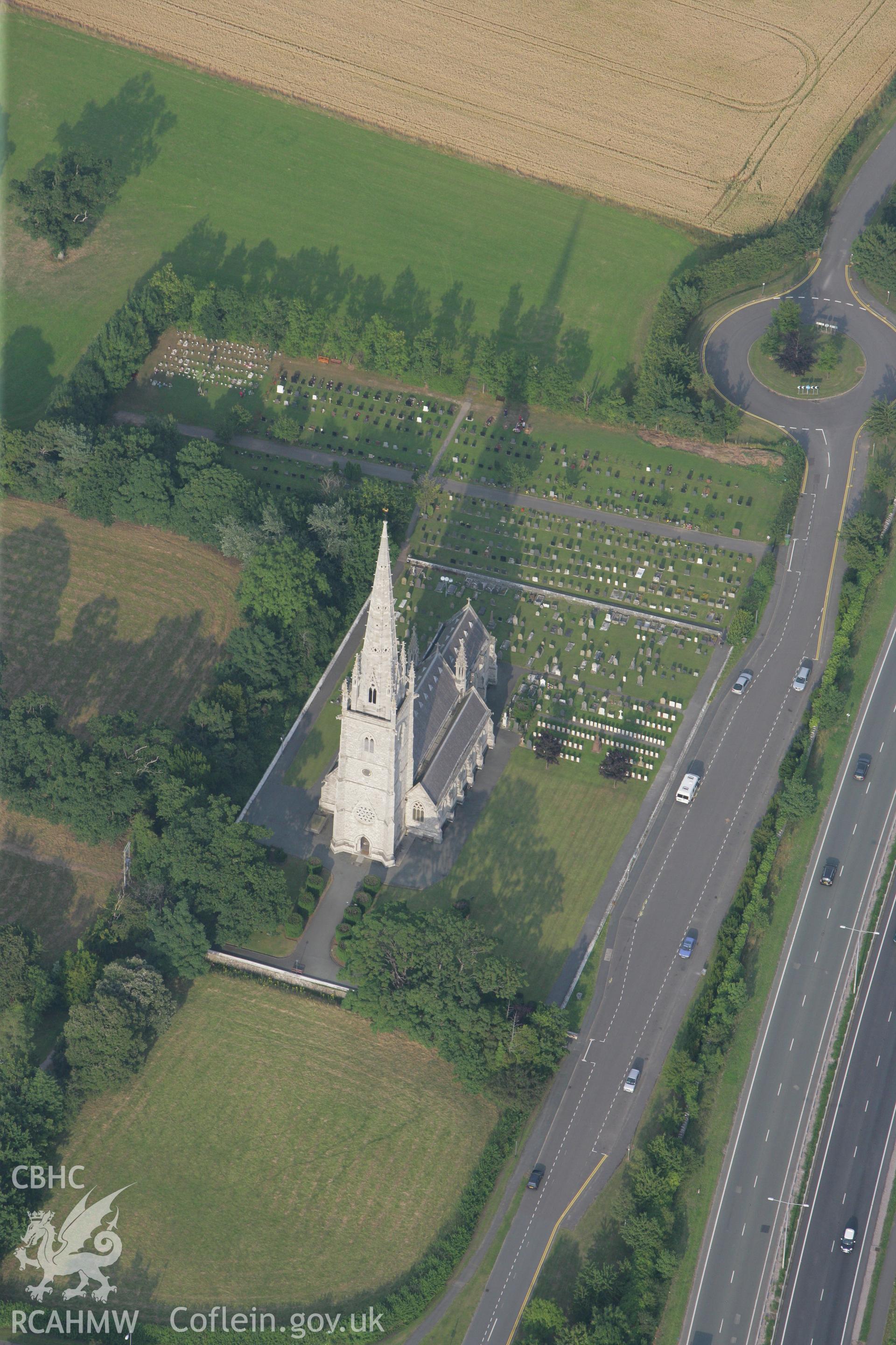 RCAHMW colour oblique photograph of St Margaret's Church (The Marble Church), Bodelwyddan. Taken by Toby Driver on 24/07/2008.