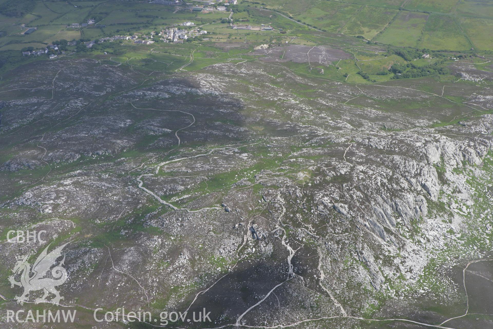 RCAHMW colour oblique photograph of Caer-y-Twr Stone Walled Roman Fort, Holyhead Mountain. Taken by Toby Driver on 13/06/2008.