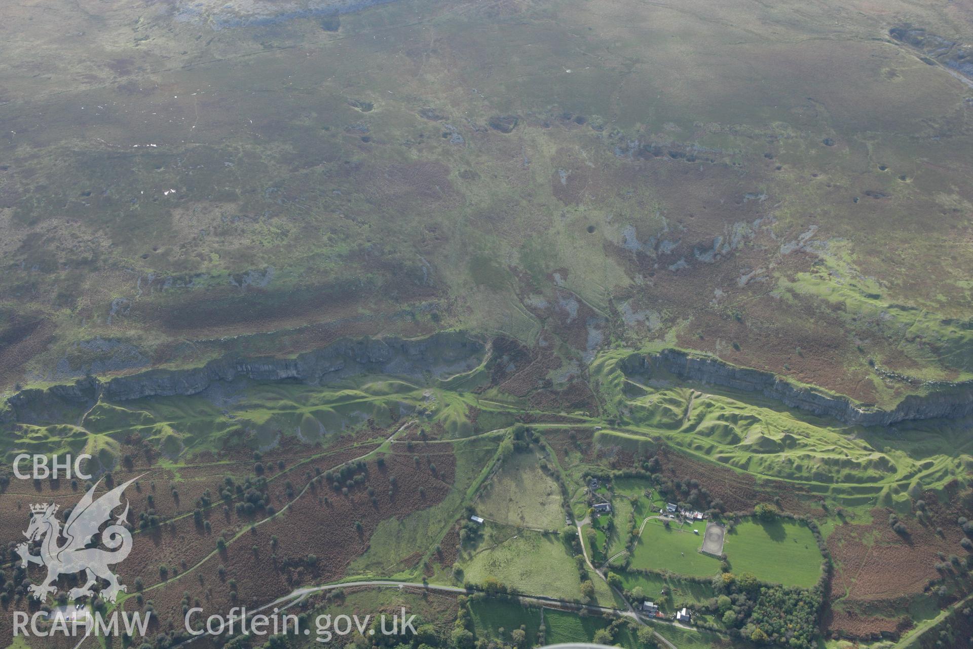 RCAHMW colour oblique photograph of Pant-y-rhiw Quarry. Taken by Toby Driver on 10/10/2008.