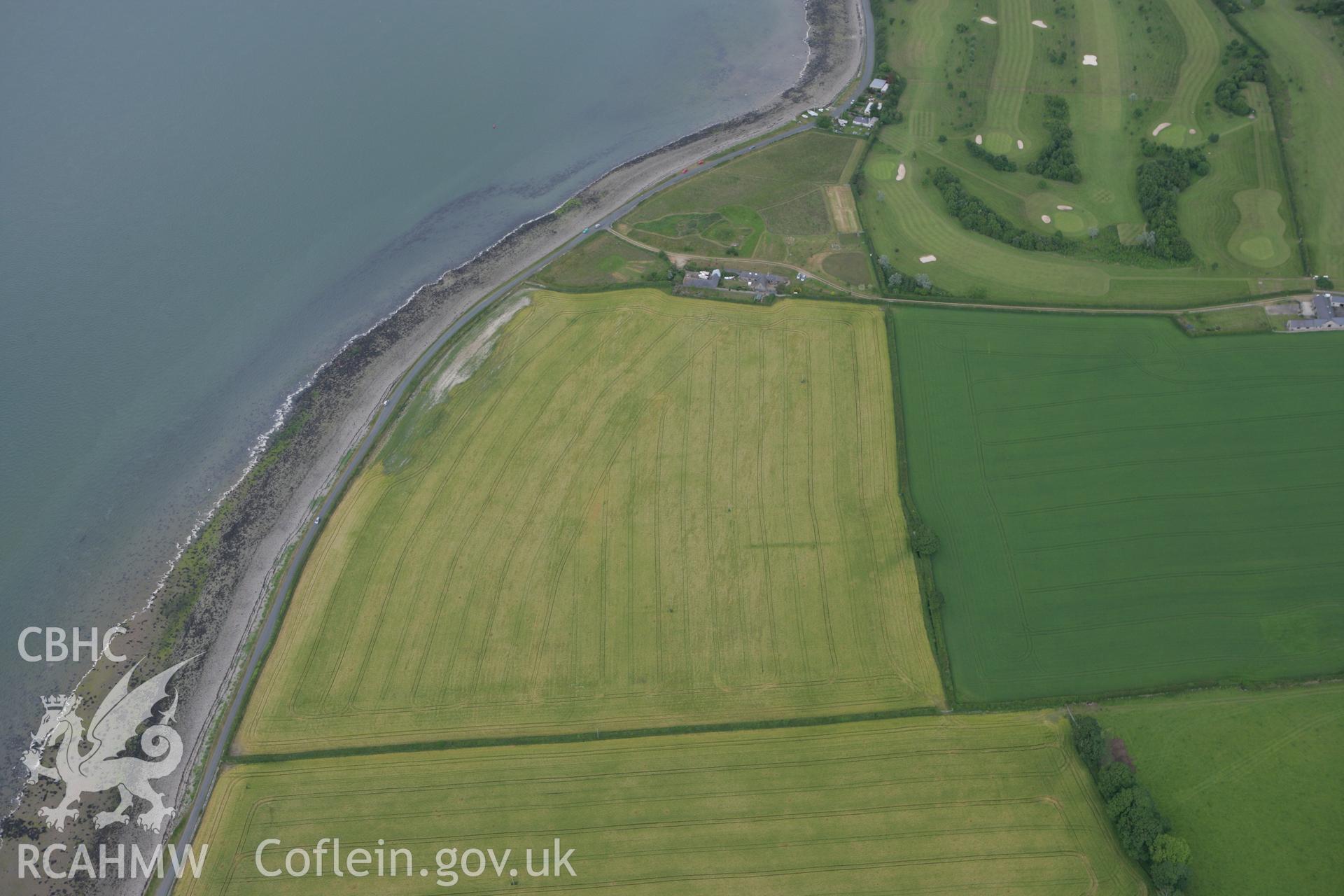 RCAHMW colour oblique photograph of ripening fields of barley to the south-west of Caernarfon Golf Course. Taken by Toby Driver on 13/06/2008.