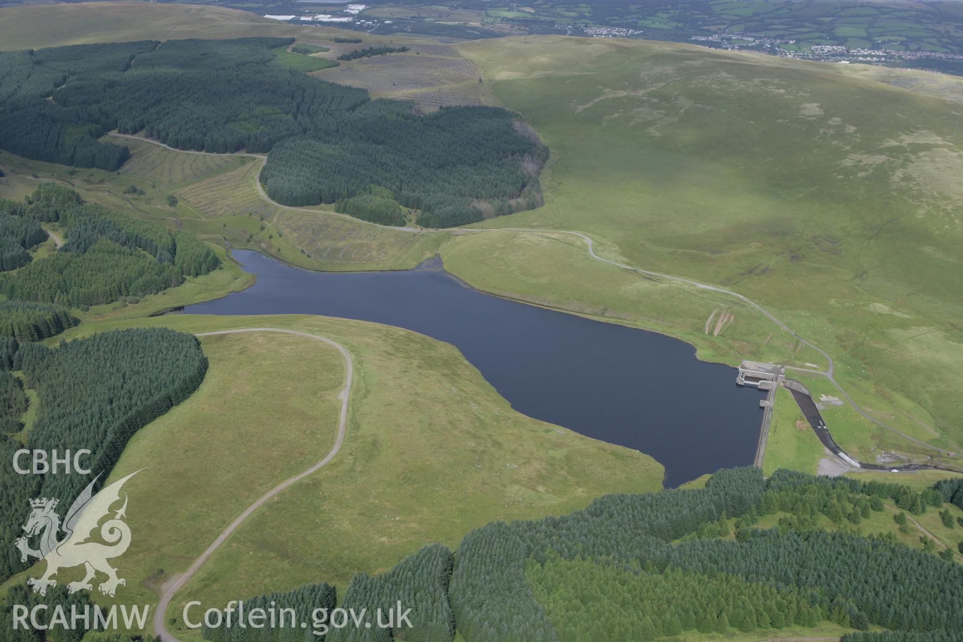 RCAHMW colour oblique photograph of Rhondda Fach Water Scheme, Pontypridd Water Works Company. Taken by Toby Driver on 12/09/2008.