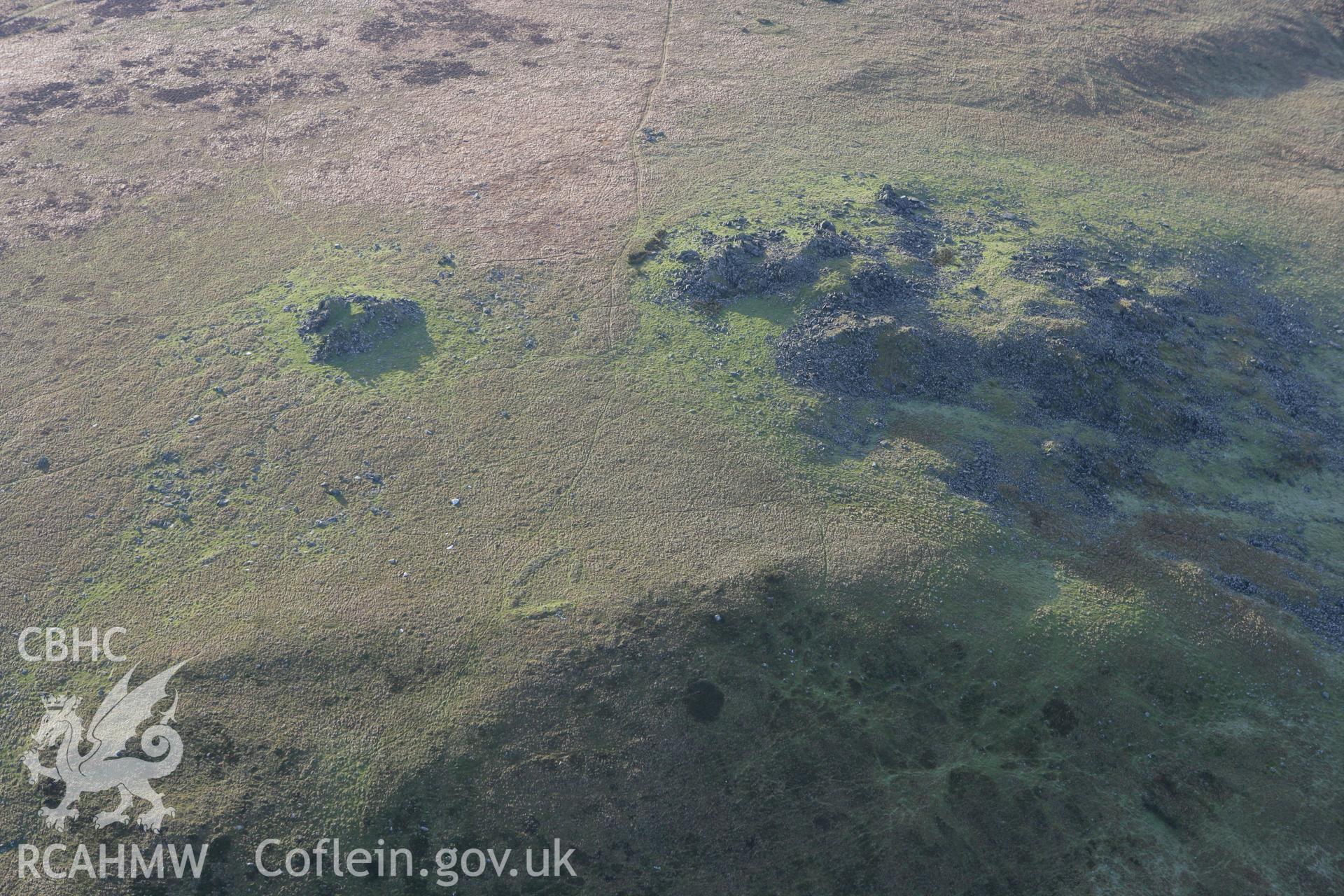 RCAHMW colour oblique photograph of Carn Breseb enclosure, possible sheep fold. Taken by Toby Driver on 15/12/2008.