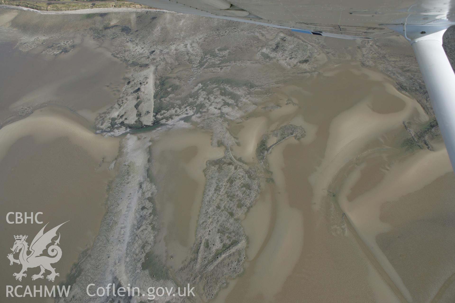 RCAHMW colour oblique photograph of Salmon Scar Fish Trap. Taken by Toby Driver on 04/03/2008.