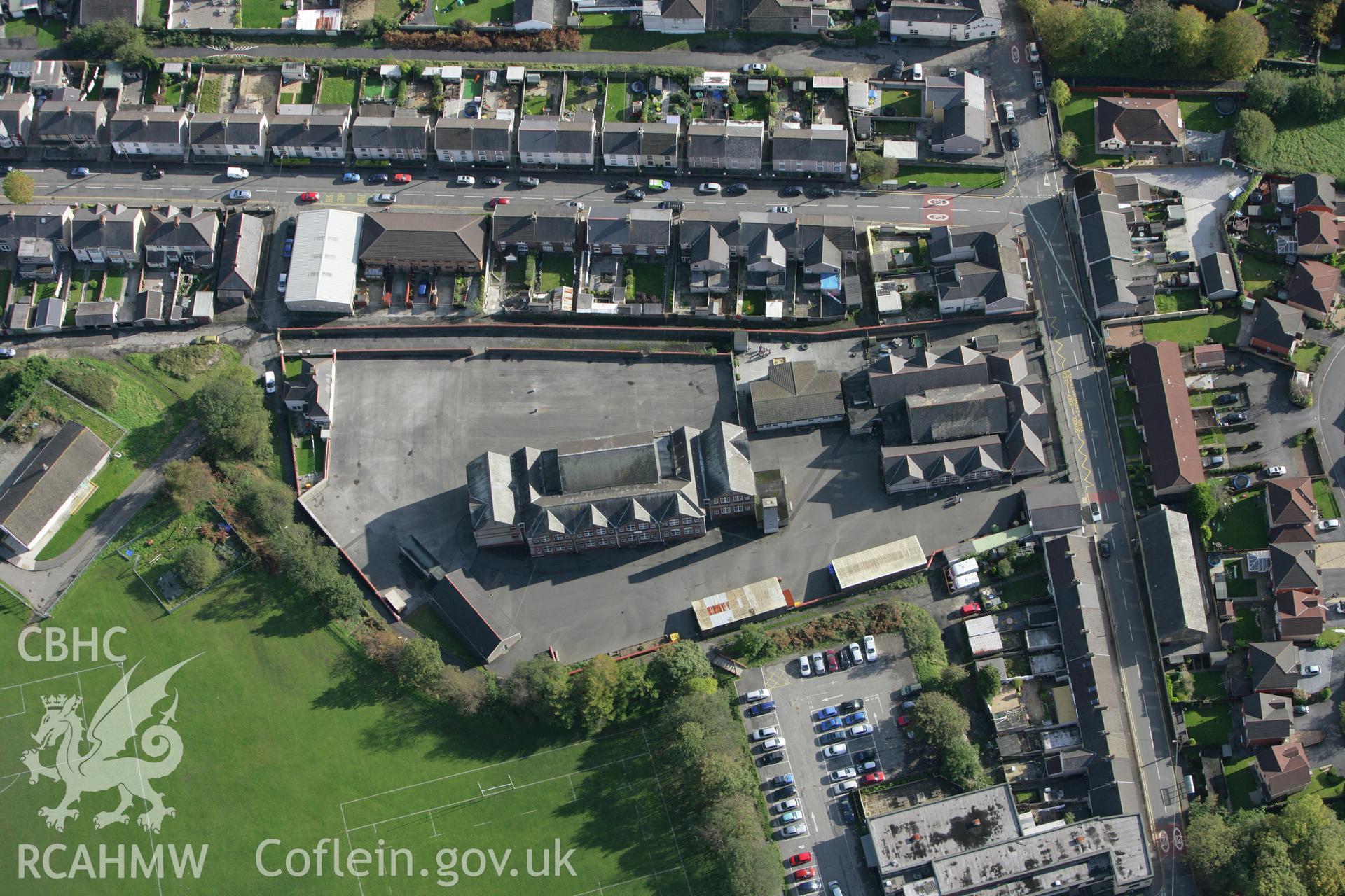 RCAHMW colour oblique photograph of Cwmafan Infant and Junior Schools. Taken by Toby Driver on 16/10/2008.