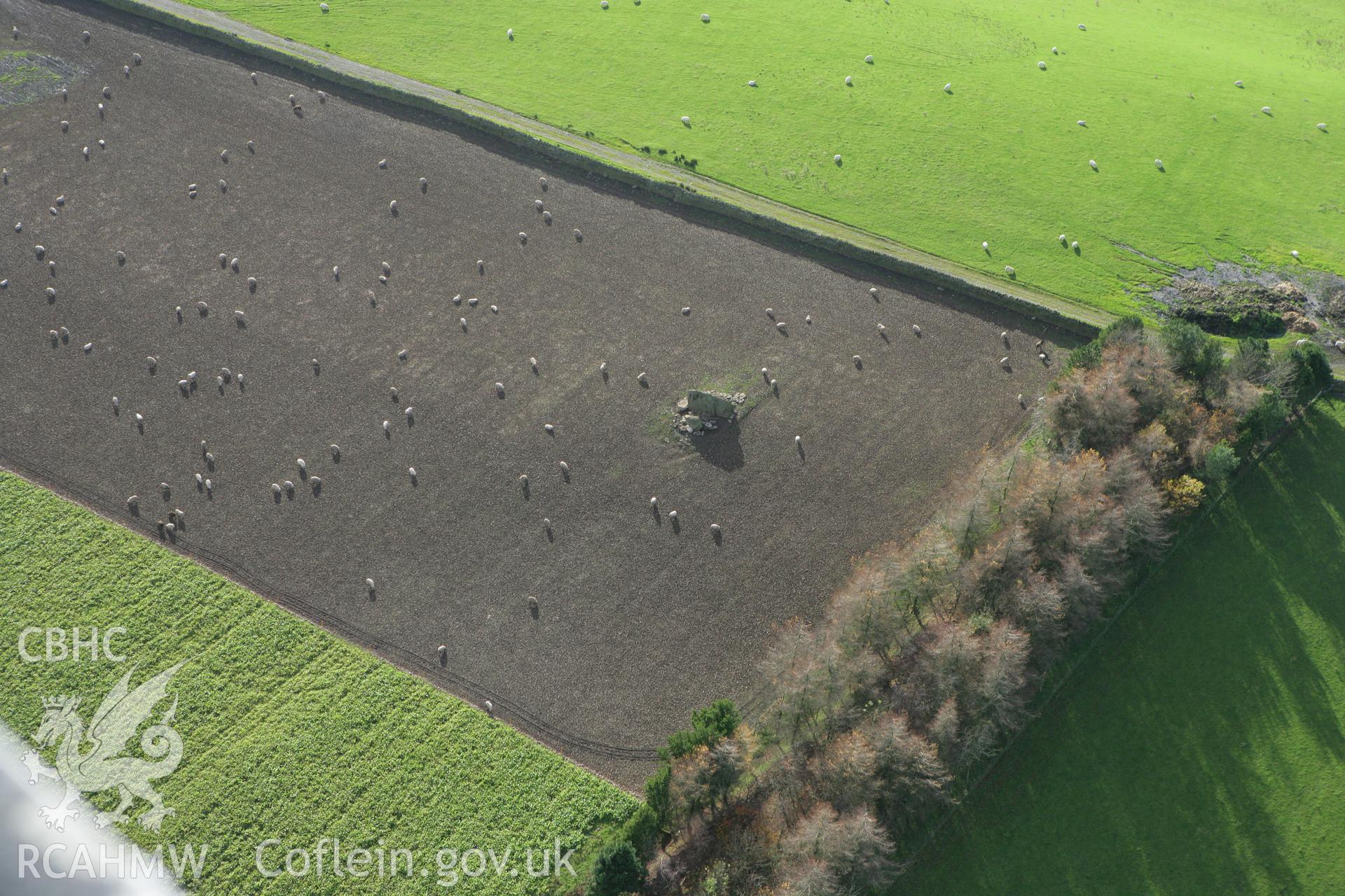 RCAHMW colour oblique photograph of Cae Maen Stone. Taken by Toby Driver on 12/11/2008.