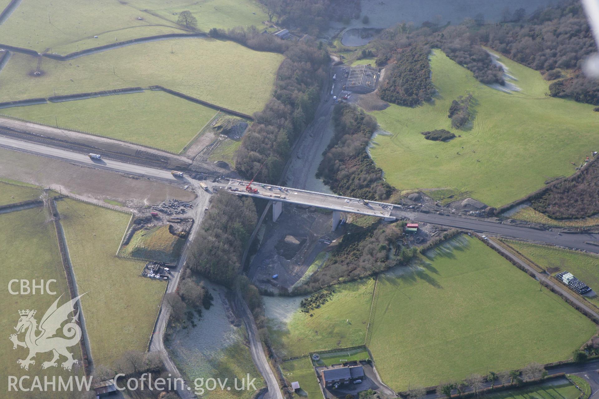 RCAHMW colour oblique photograph of Llandysul Bypass - A486, under construction. Taken by Toby Driver on 15/12/2008.