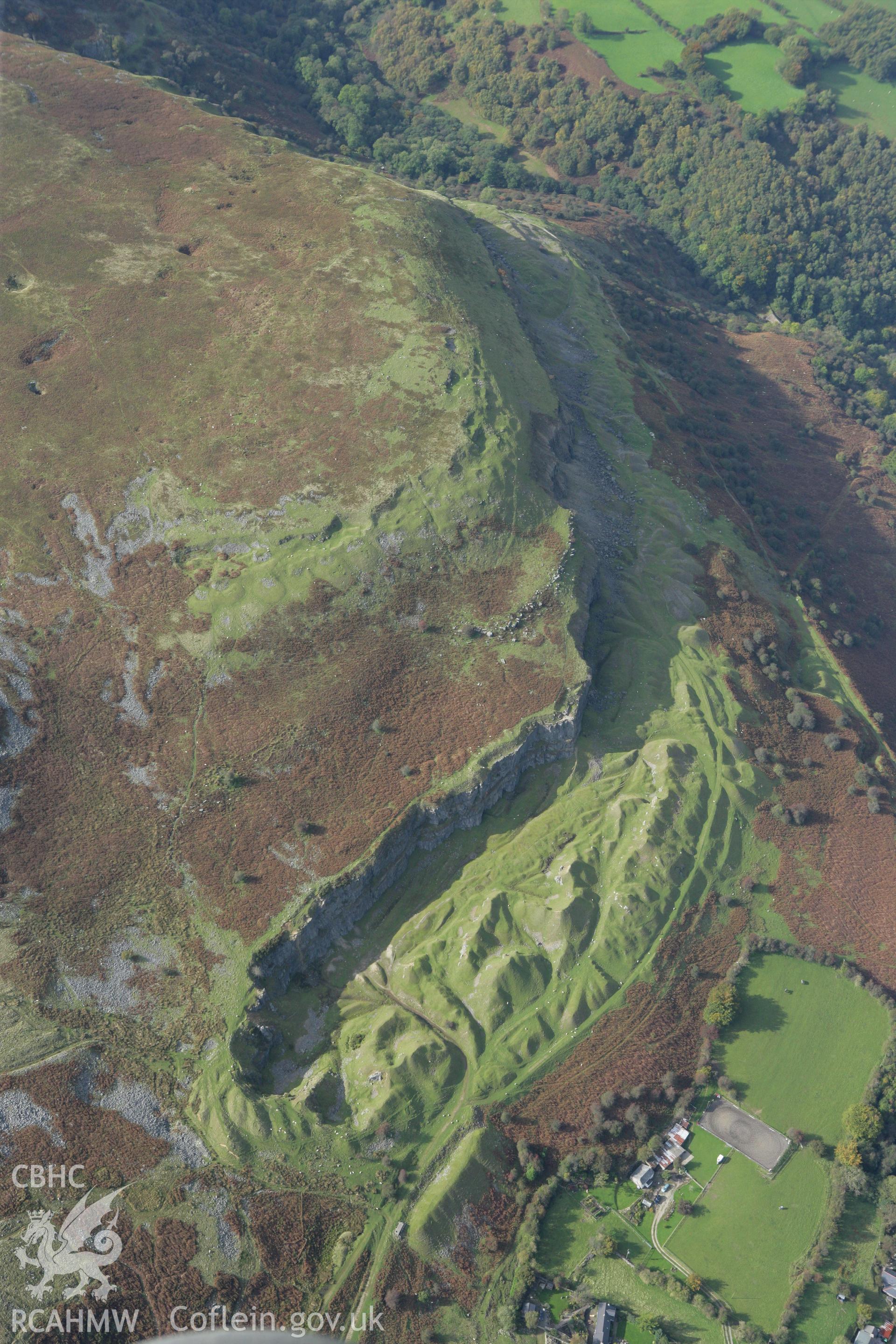 RCAHMW colour oblique photograph of Pant-y-rhiw Quarry. Taken by Toby Driver on 10/10/2008.