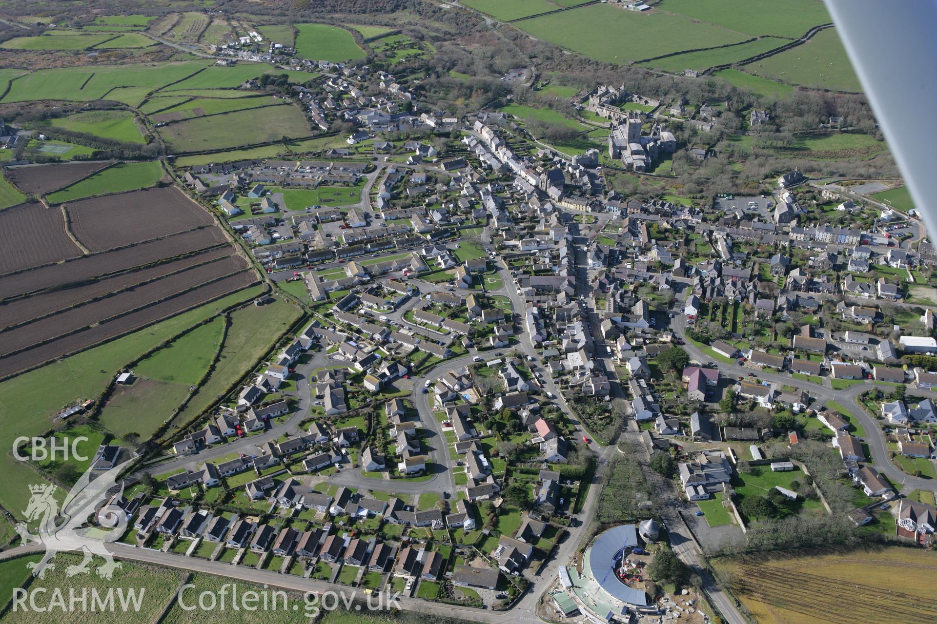 RCAHMW colour oblique photograph of St David's. Taken by Toby Driver on 04/03/2008.