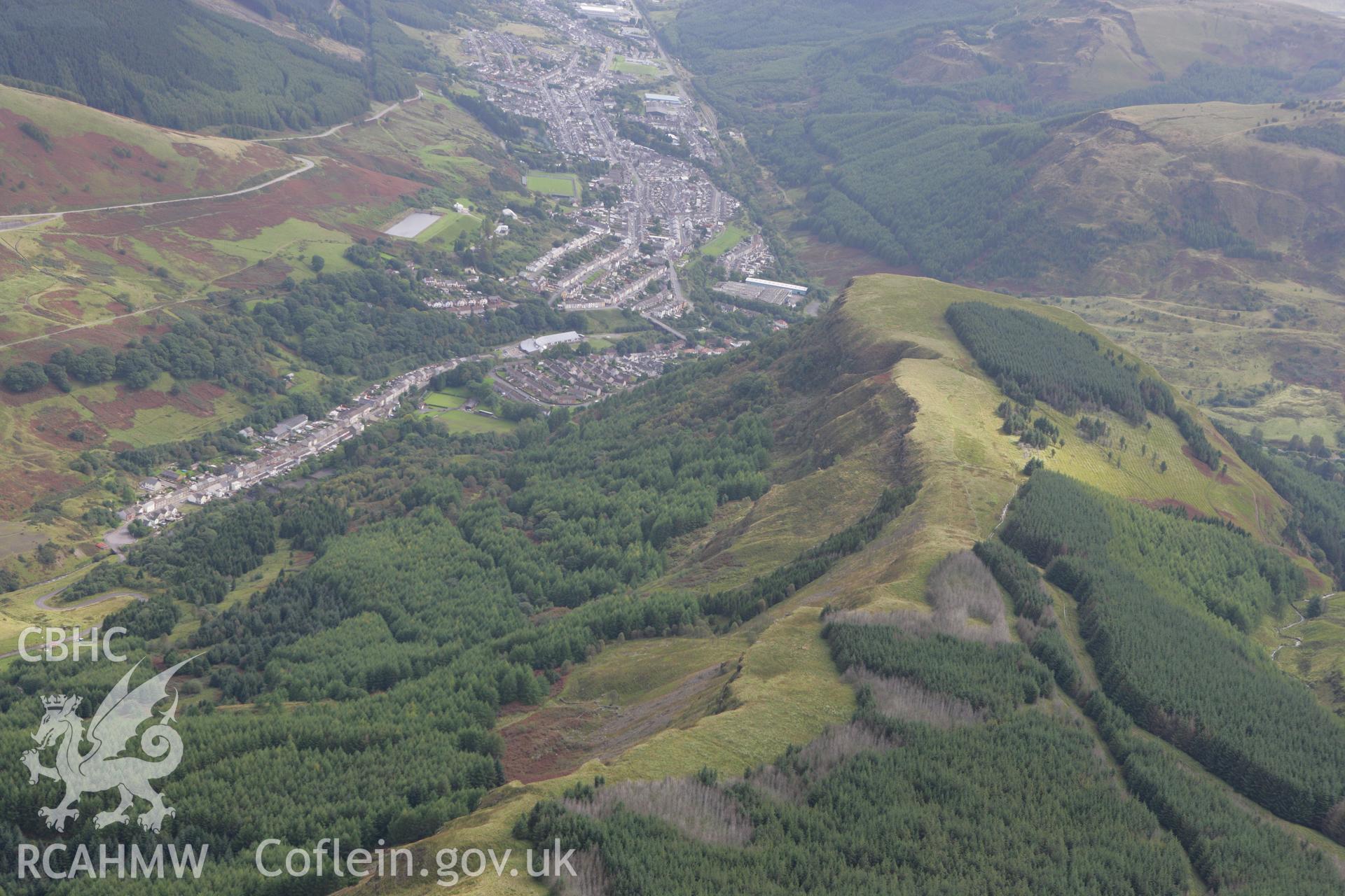RCAHMW colour oblique photograph of Blaenrhondda village, from the north-west. Taken by Toby Driver on 12/09/2008.