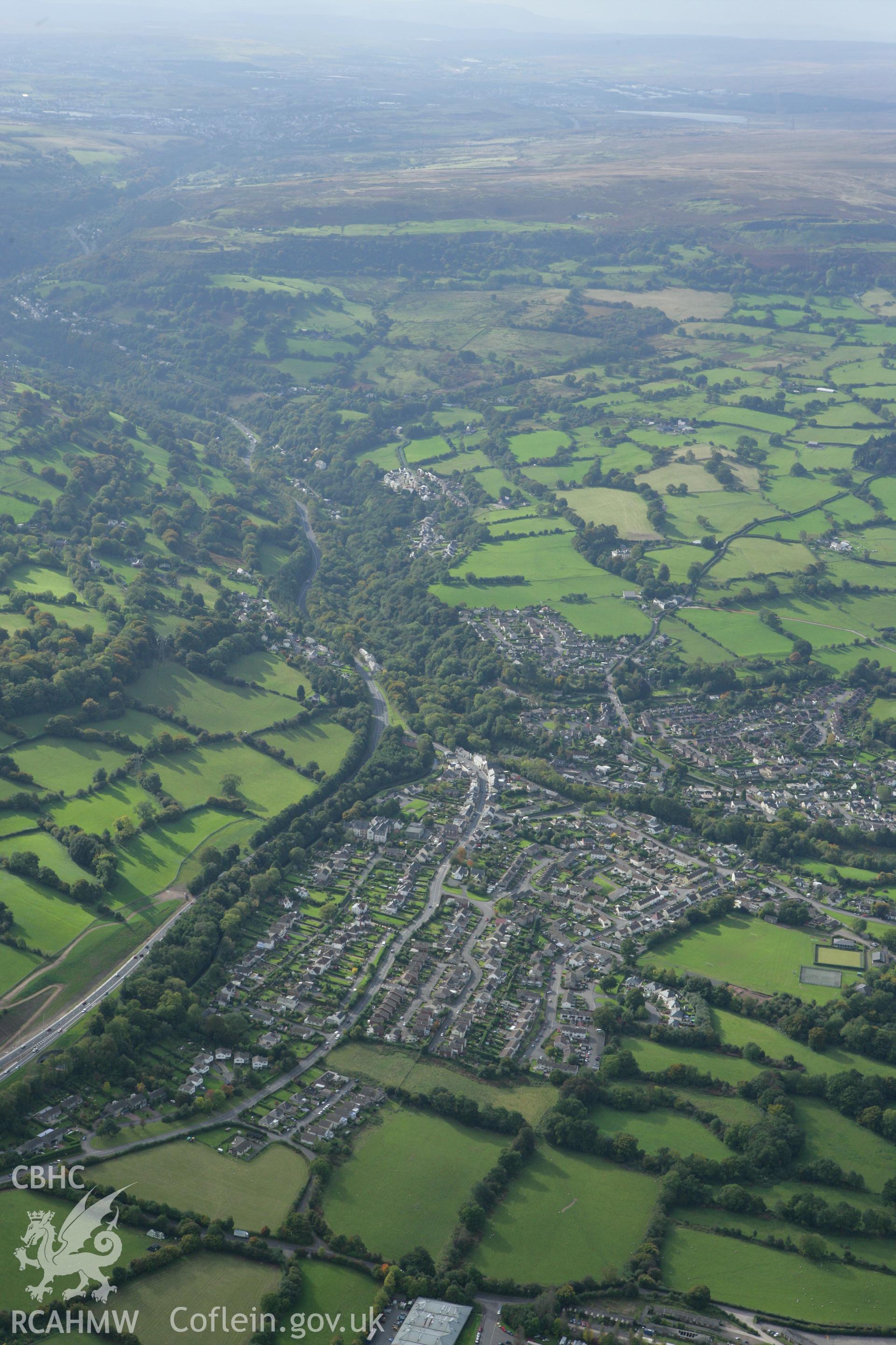 RCAHMW colour oblique photograph of Gilwern village, from the east. Taken by Toby Driver on 10/10/2008.
