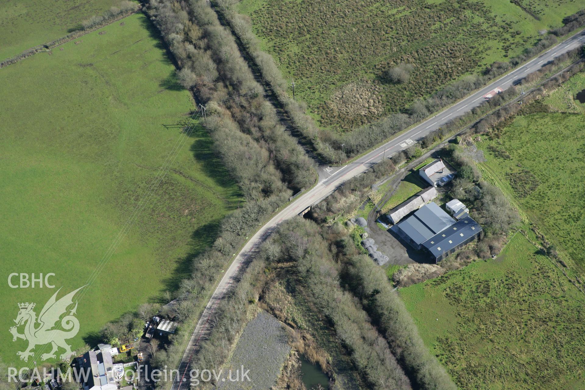 RCAHMW colour oblique photograph of bridge at Morfa, Kidwelly Junction. Taken by Toby Driver on 04/03/2008.