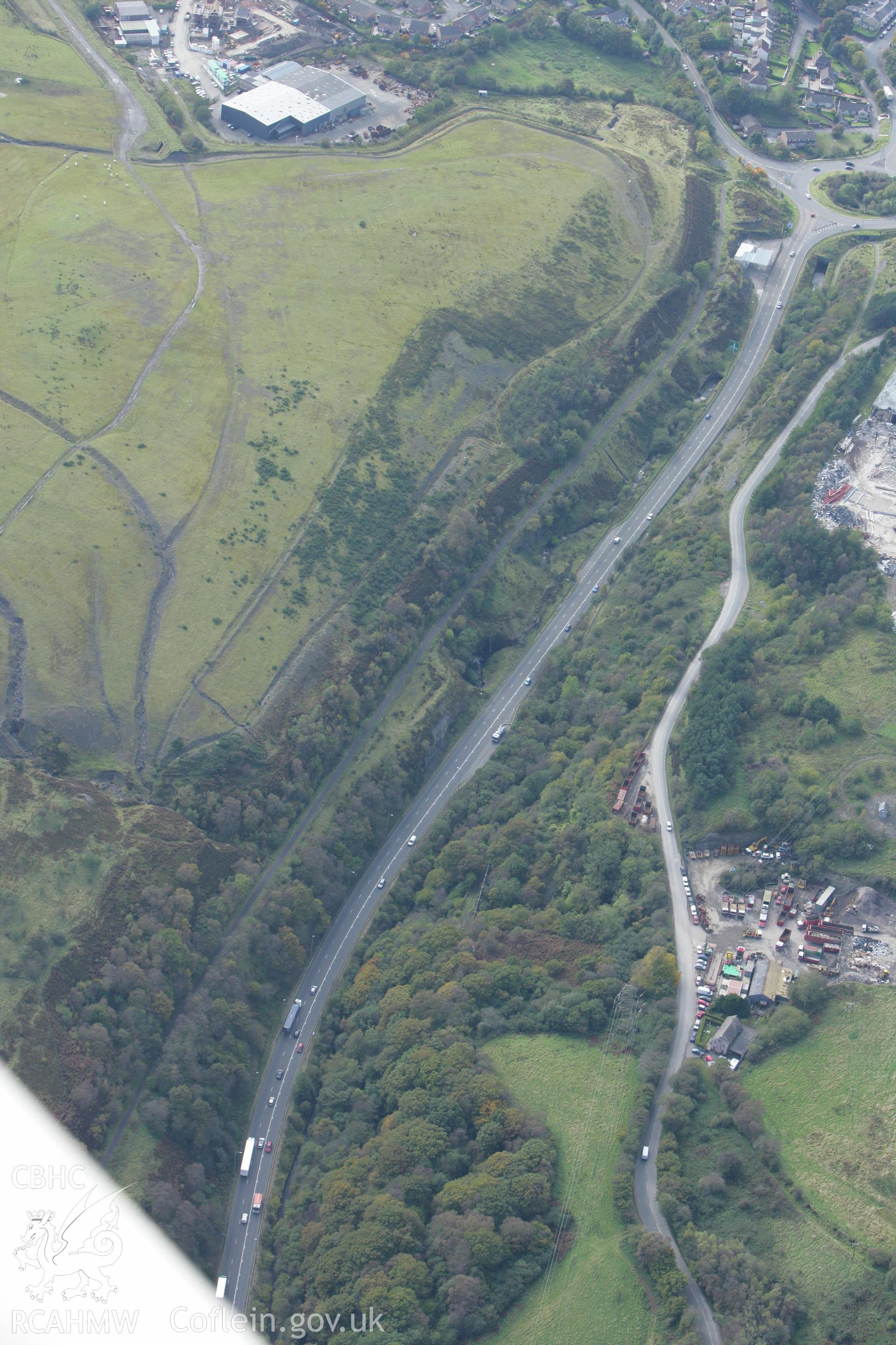 RCAHMW colour oblique photograph of Clydach Coal Level and Clydach Railroad. Taken by Toby Driver on 10/10/2008.