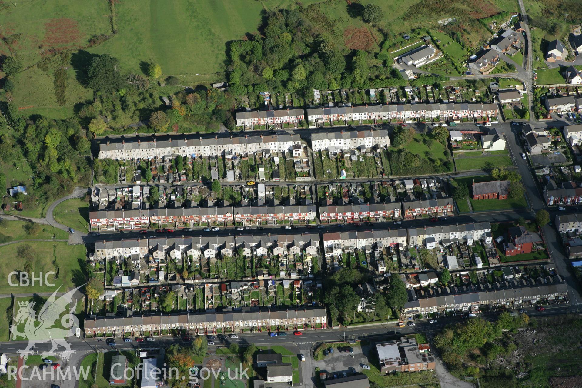 RCAHMW colour oblique photograph of Pontycymer, from the west. Taken by Toby Driver on 16/10/2008.