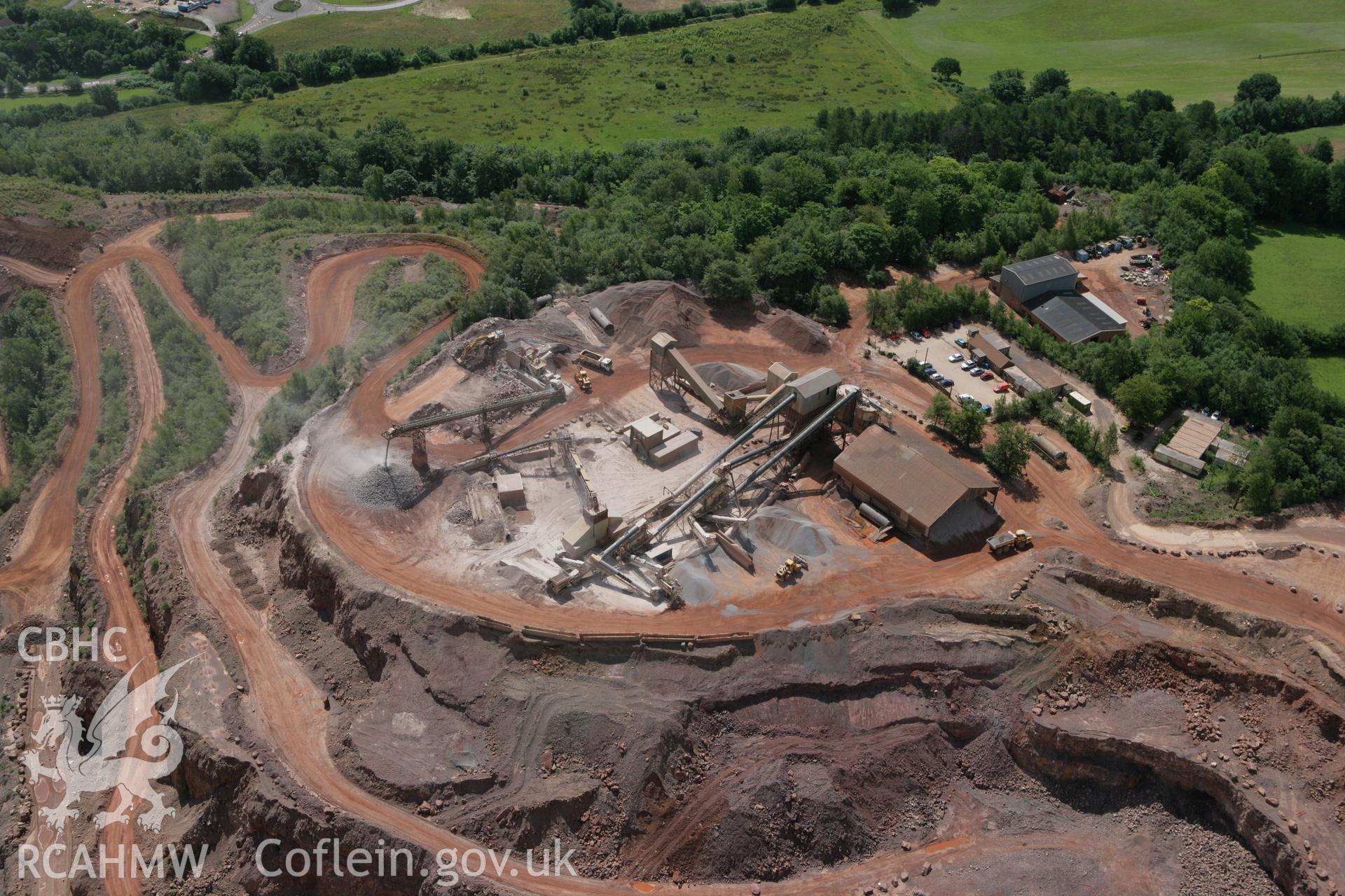 RCAHMW colour oblique photograph of Taff's Well Quarry, Pentrych. Taken by Toby Driver on 21/07/2008.