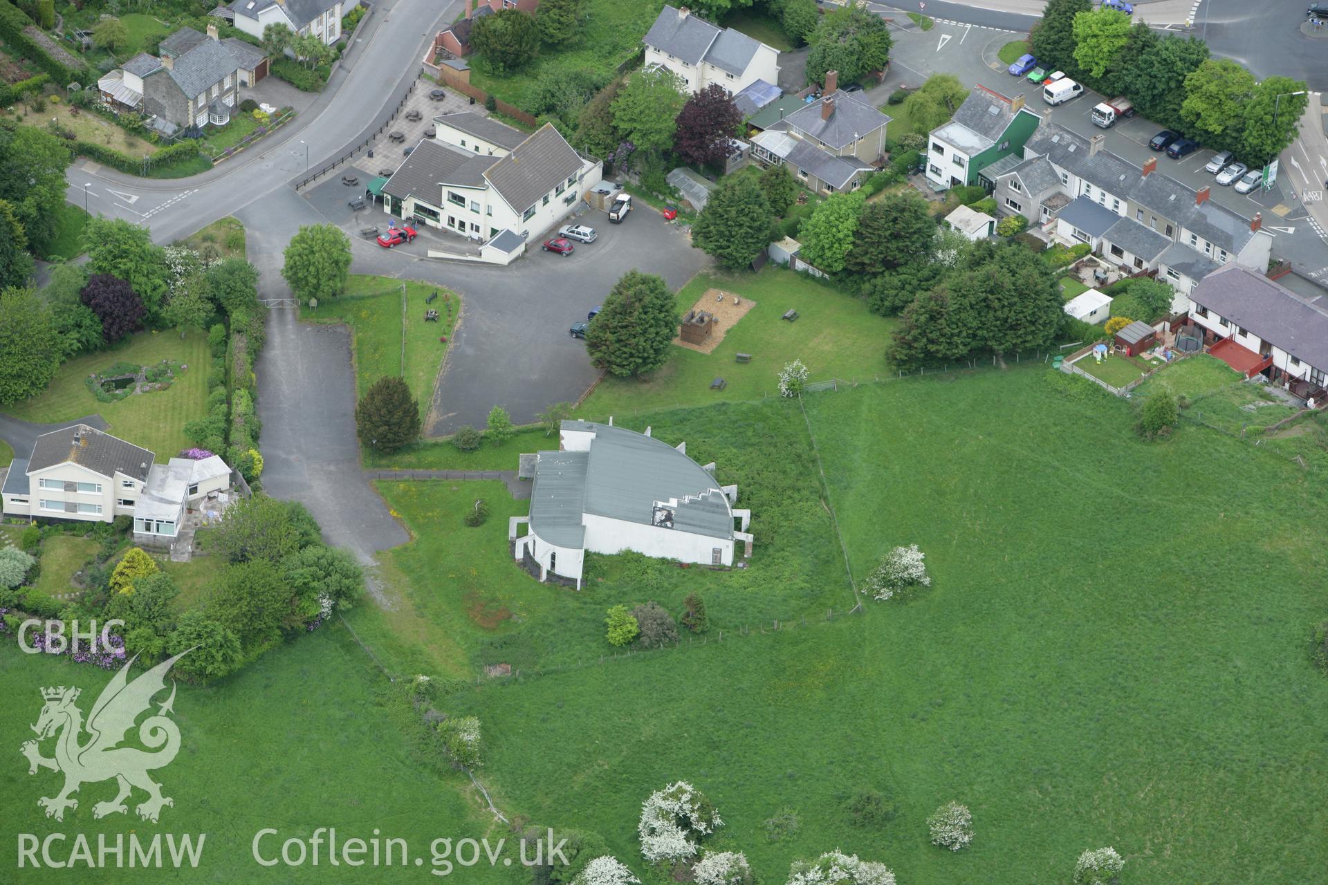 RCAHMW colour oblique photograph of Penparcau, Aberystwyth with the Catholic Church of Welsh Martyrs in the foreground. Taken by Toby Driver on 20/05/2008.