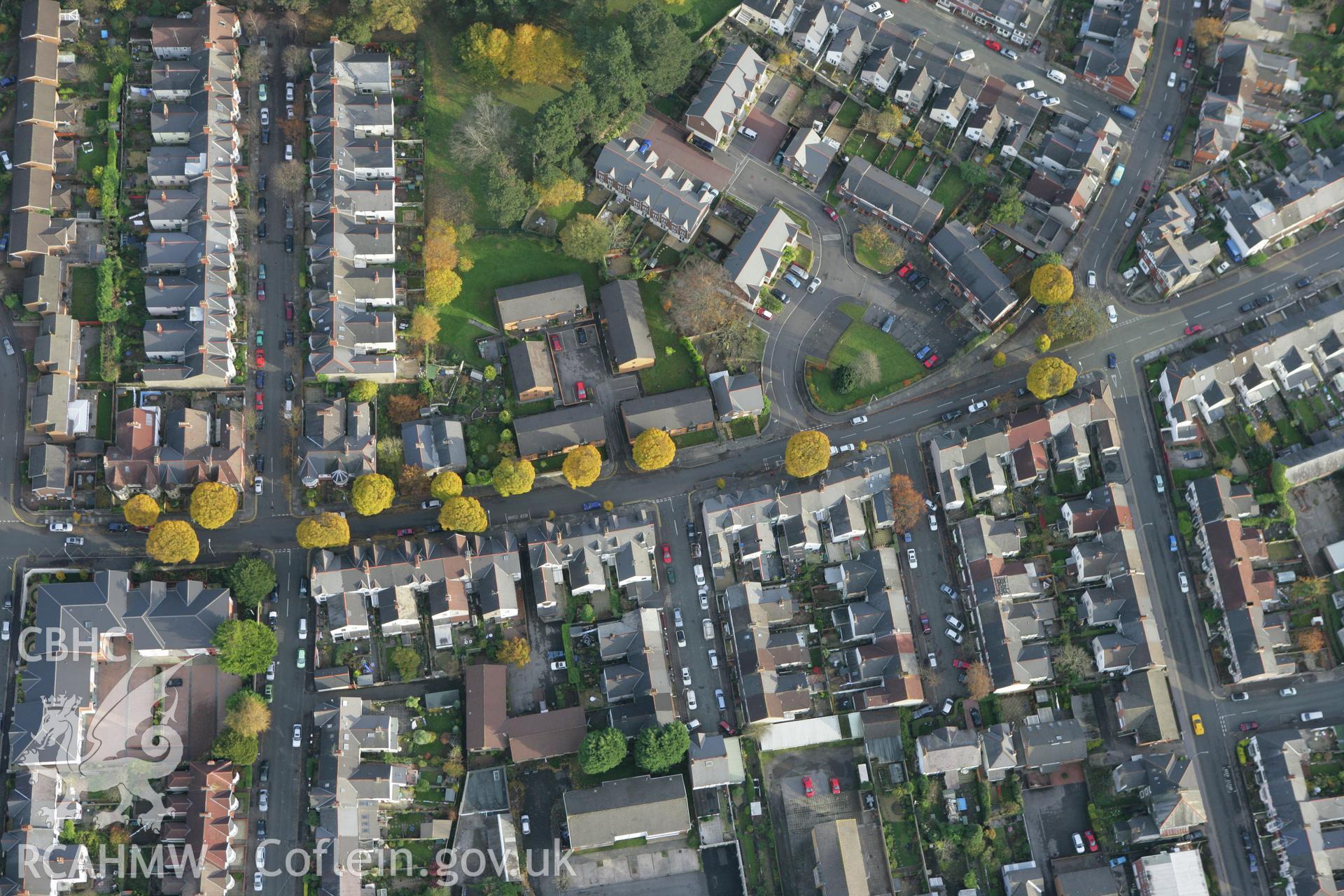 RCAHMW colour oblique photograph of Sir David's Court, Clive Road, Canton, Cardiff. Taken by Toby Driver on 12/11/2008.