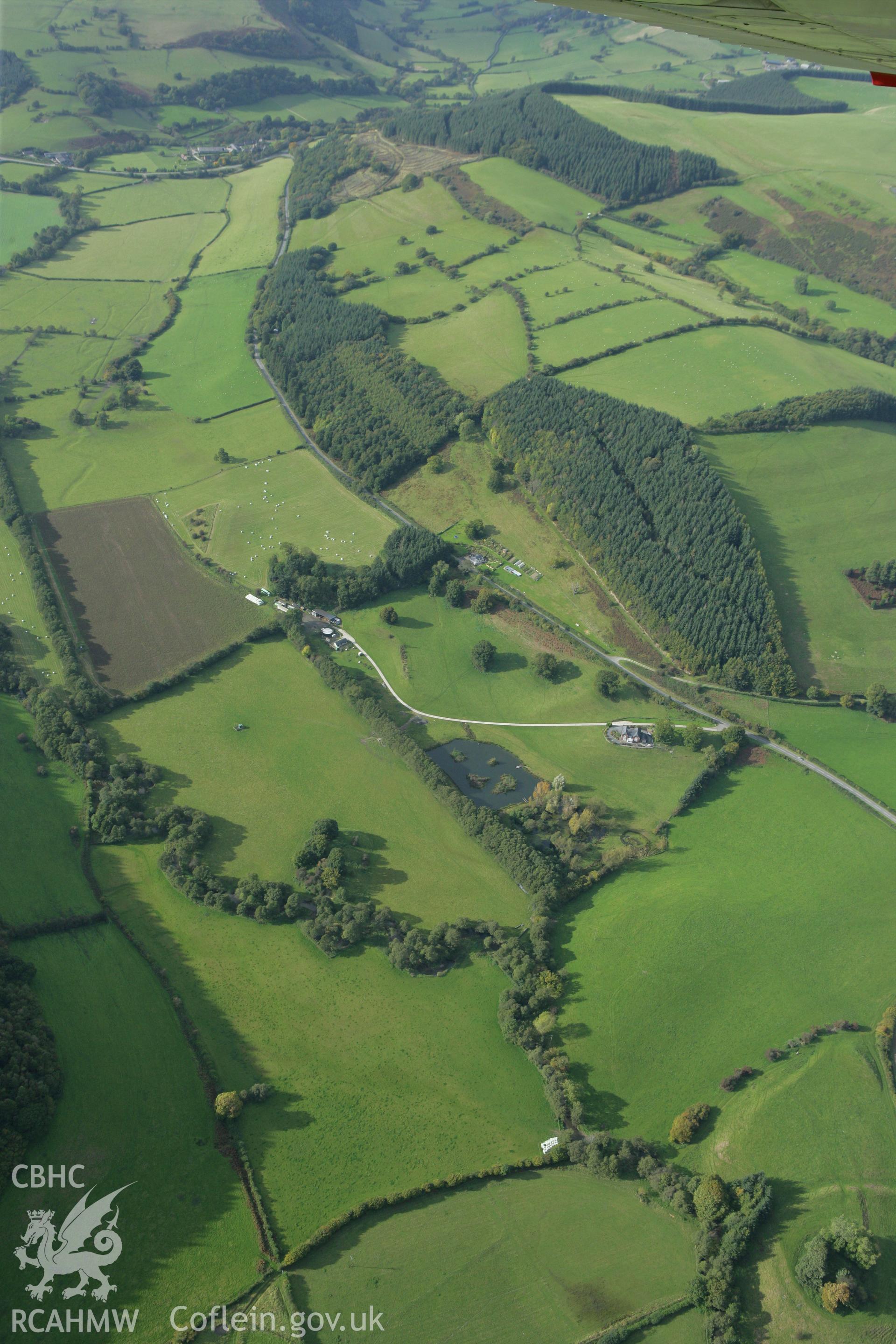 RCAHMW colour oblique photograph of the site of the battle of Pilleth. Taken by Toby Driver on 10/10/2008.