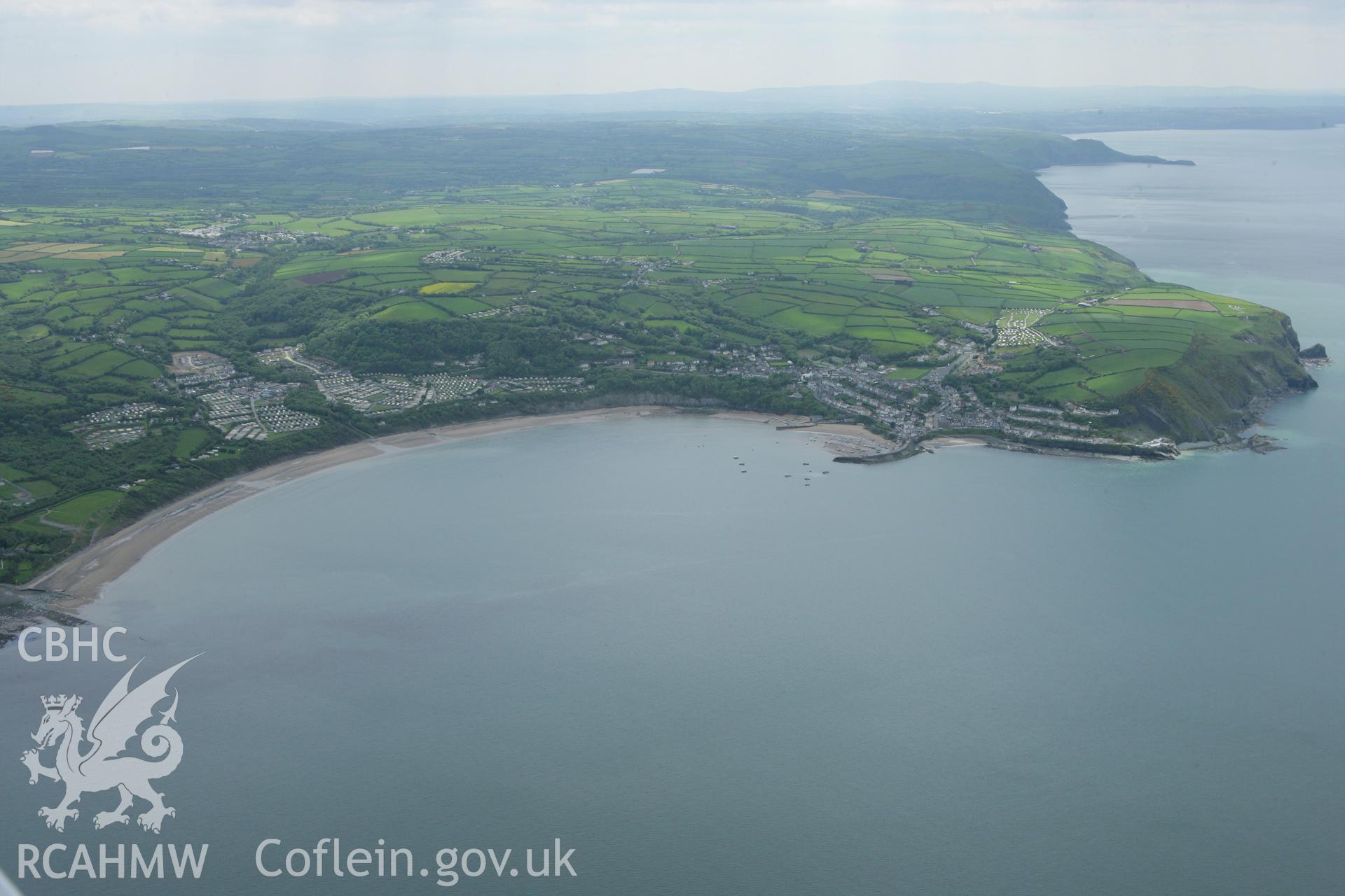 RCAHMW colour oblique photograph of New Quay, from the north-east. Taken by Toby Driver on 20/05/2008.