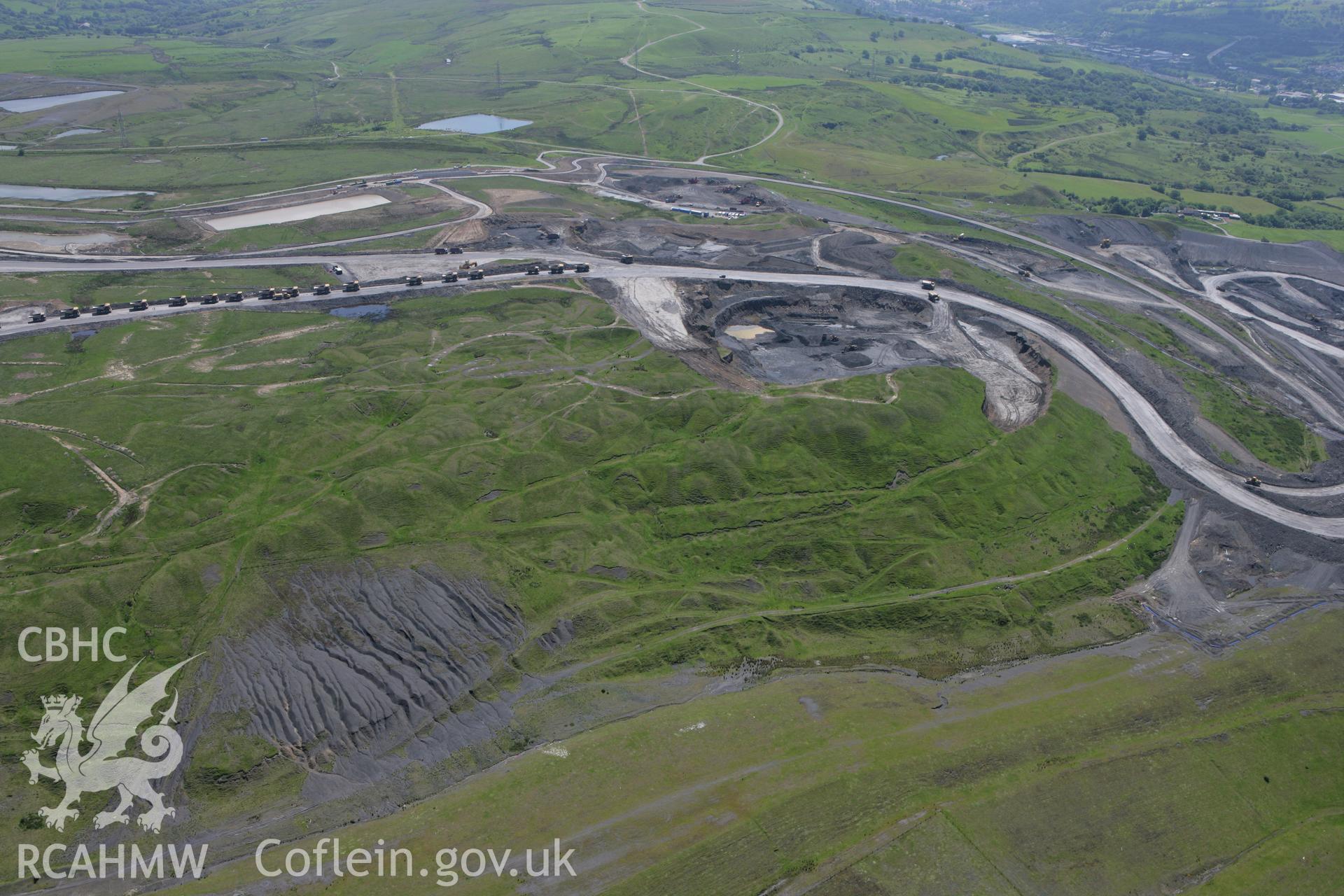 RCAHMW colour oblique photograph of Ffos-y-fran Land Reclaimation Scheme (Dowlais Opencast). Taken by Toby Driver on 09/06/2008.