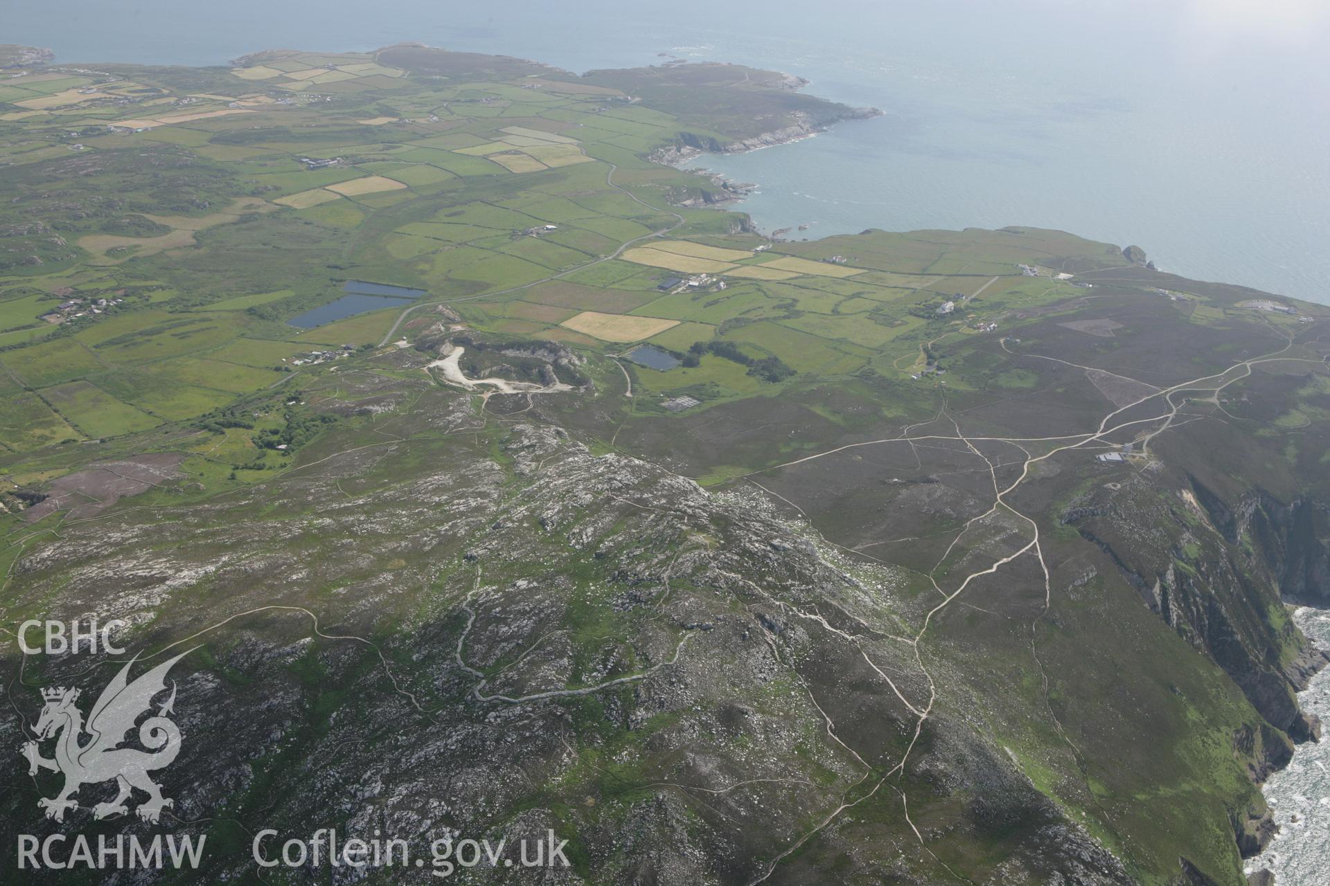 RCAHMW colour oblique photograph of Caer-y-Twr Stone Walled Roman Fort, Holyhead Mountain. Taken by Toby Driver on 13/06/2008.