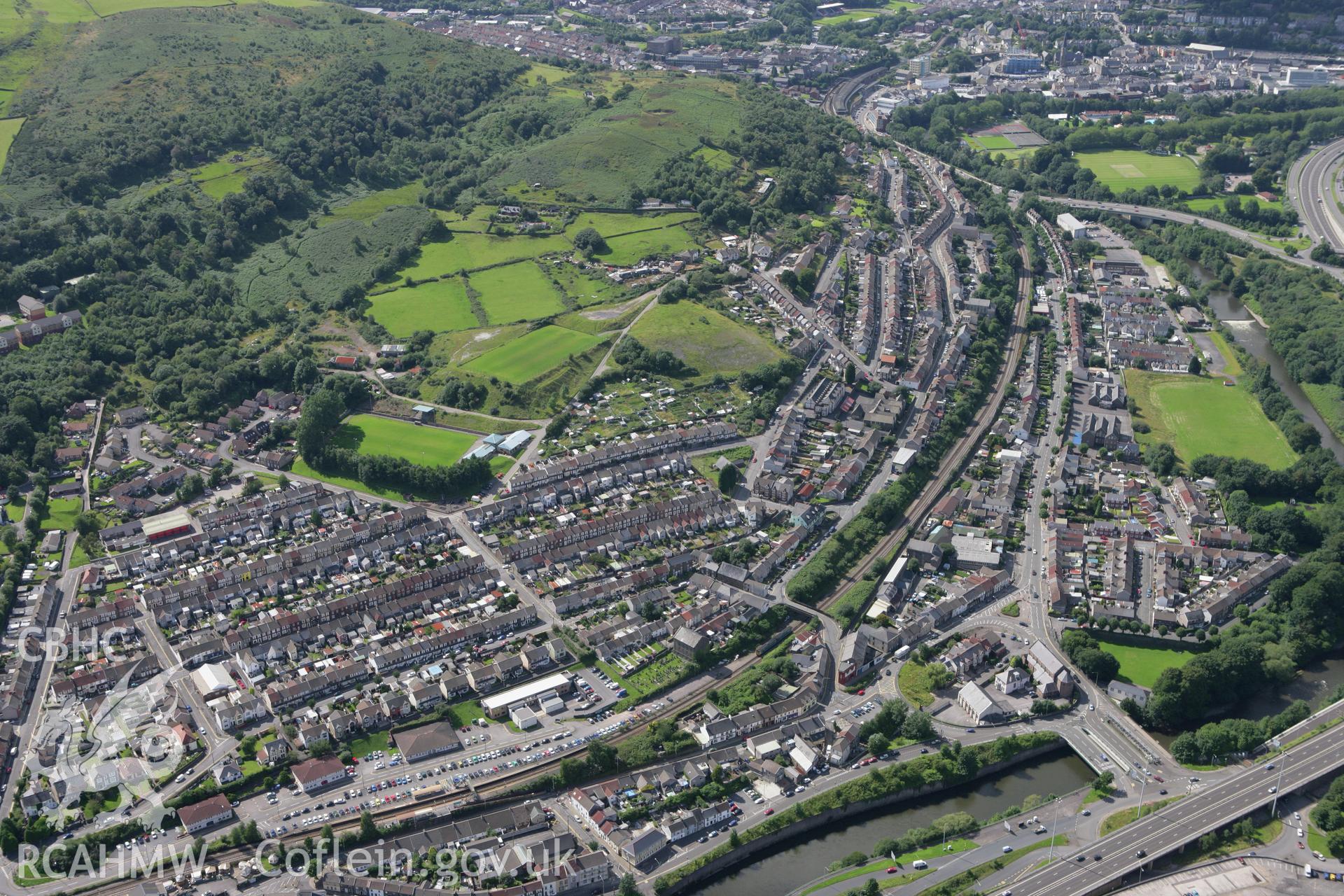 RCAHMW colour oblique aerial photograph of Park Calvinistic Methodist Chapel, Princess Street, Treforest, viewed from the east. Taken on 30 July 2007 by Toby Driver