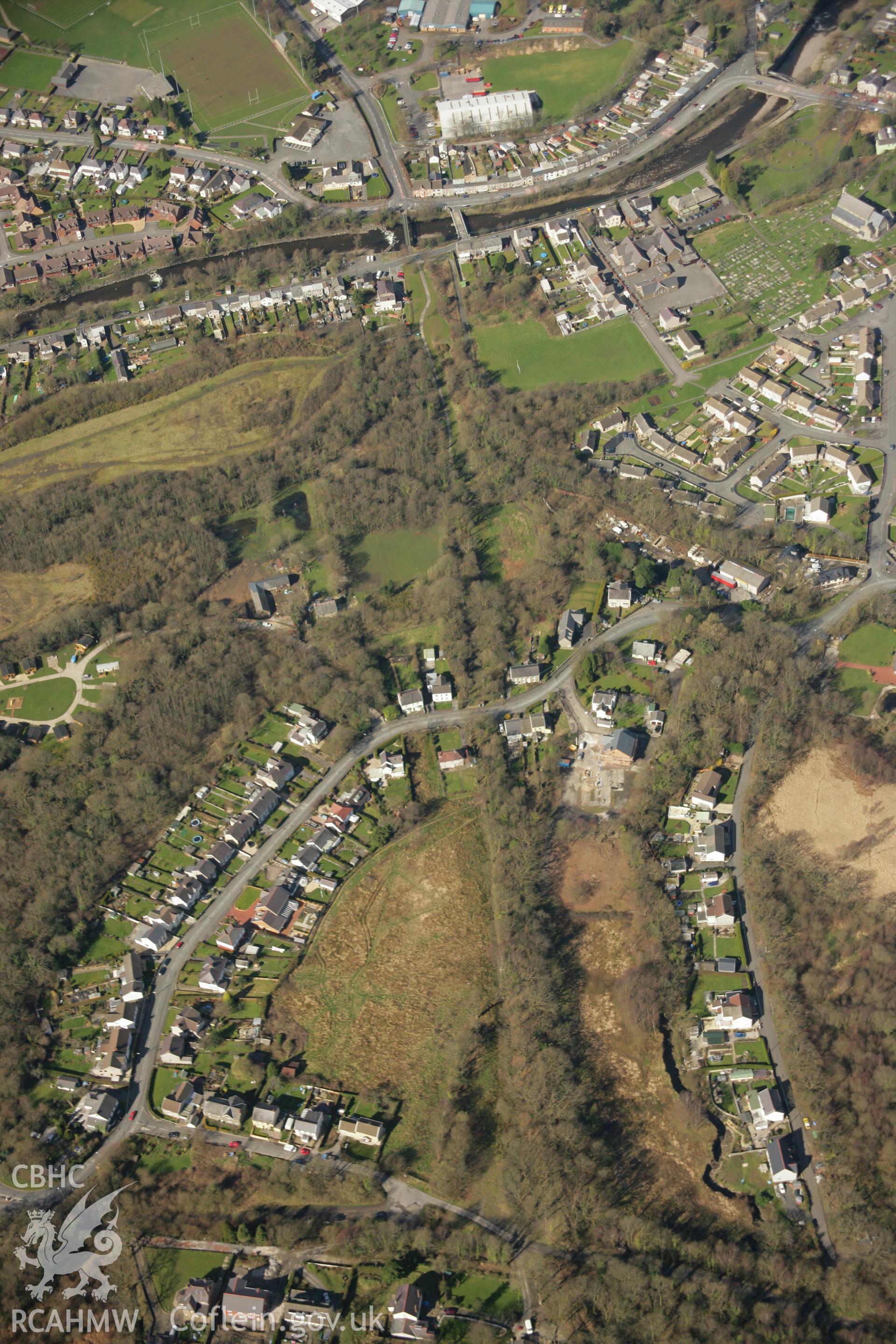 RCAHMW colour oblique aerial photograph of Ynysgedwyn Incline on Claypon's Tramroad, Ystradgynlais. Taken on 21 March 2007 by Toby Driver