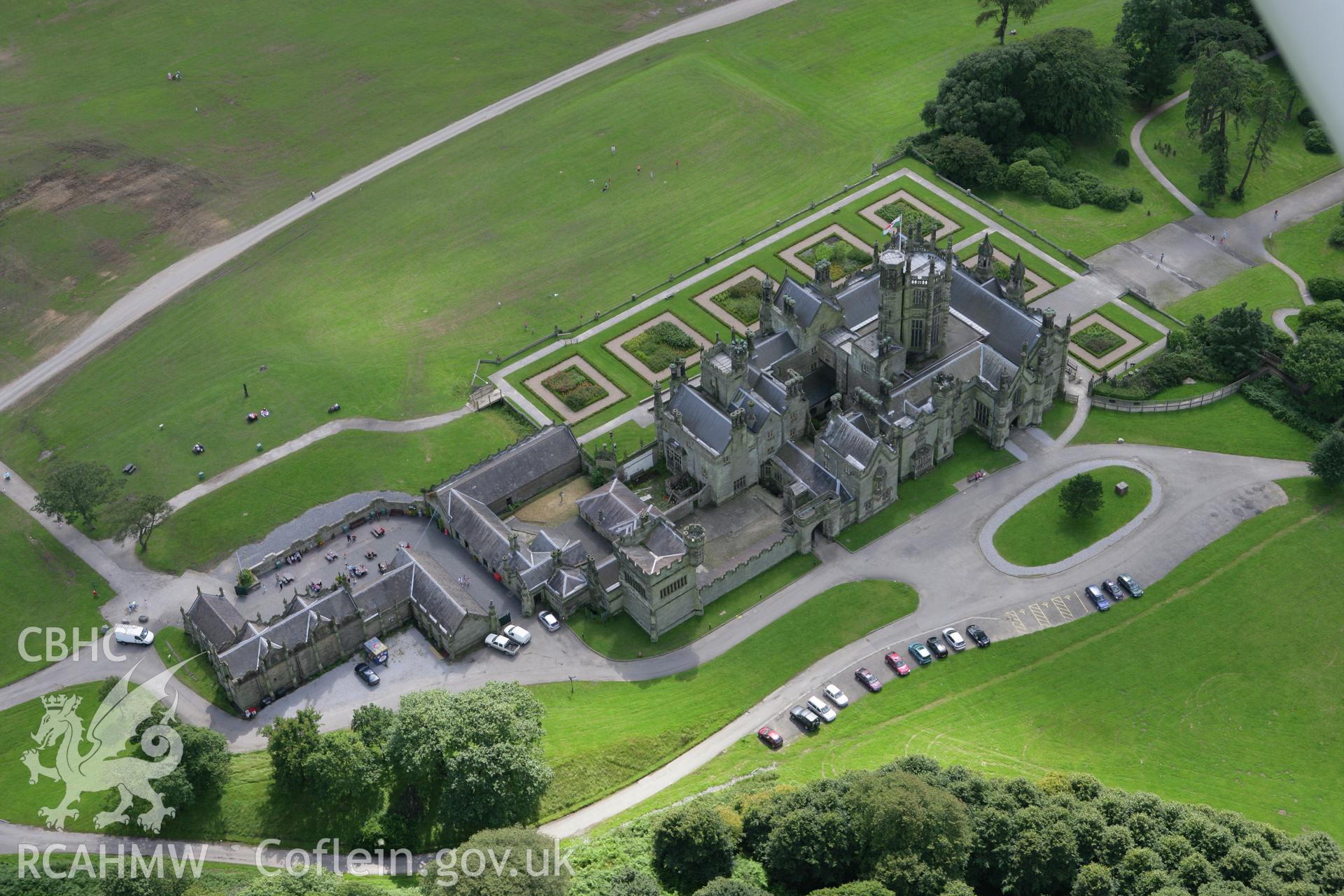 RCAHMW colour oblique aerial photograph of Margam Castle. Taken on 30 July 2007 by Toby Driver