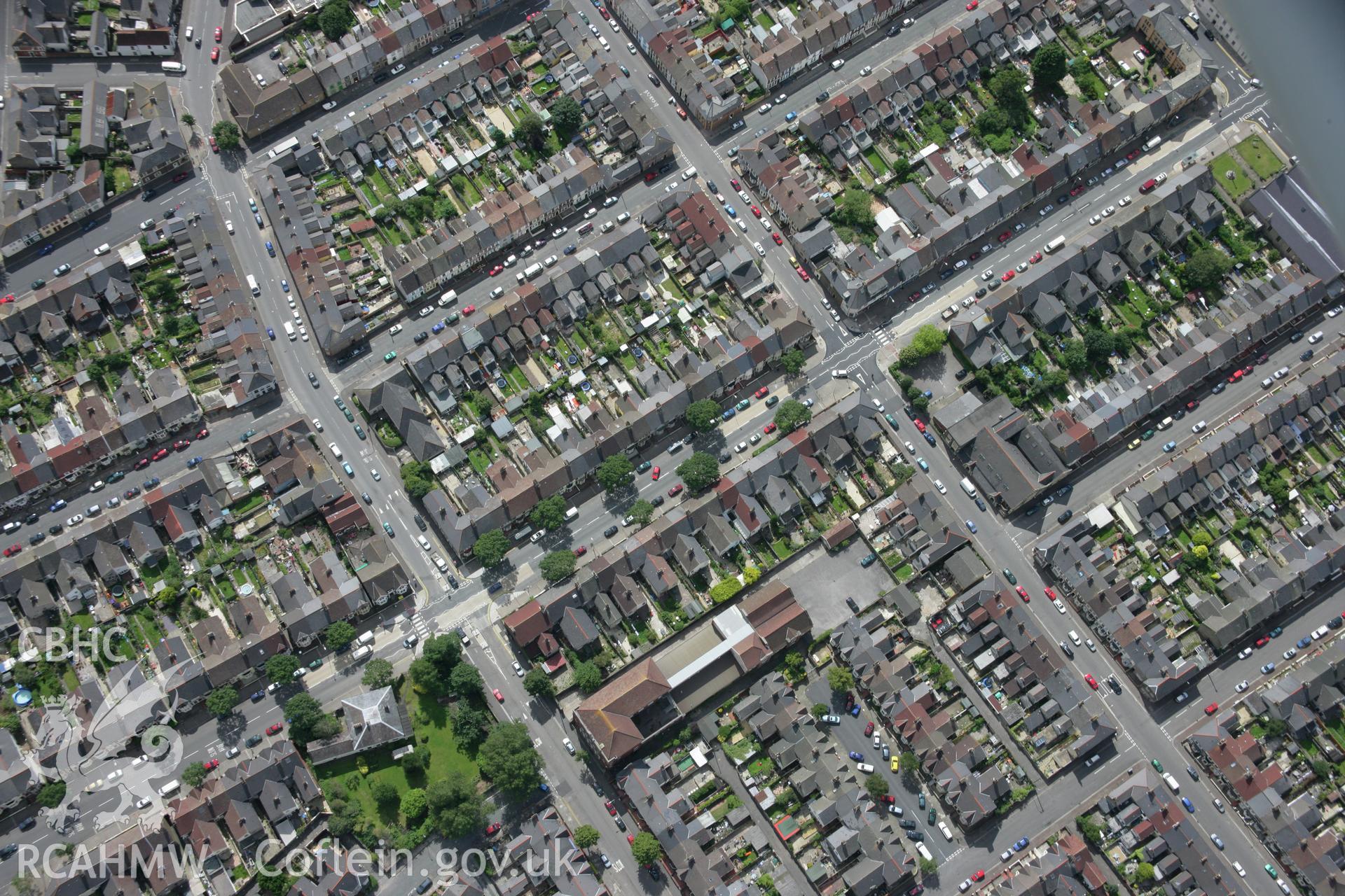 RCAHMW colour oblique aerial photograph showing housing patterns of Splott. Taken on 30 July 2007 by Toby Driver