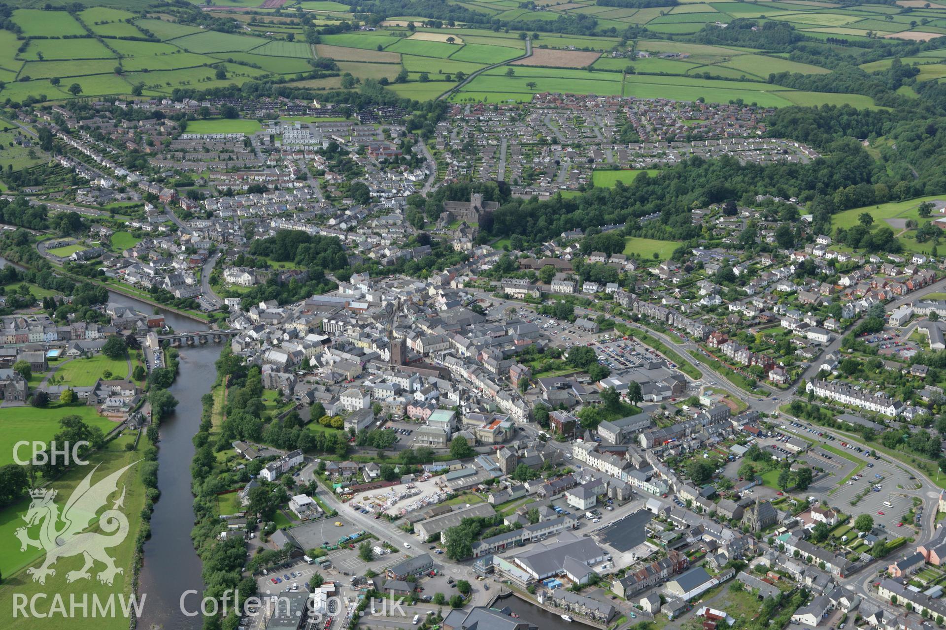 RCAHMW colour oblique aerial photograph of Brecon. Taken on 09 July 2007 by Toby Driver