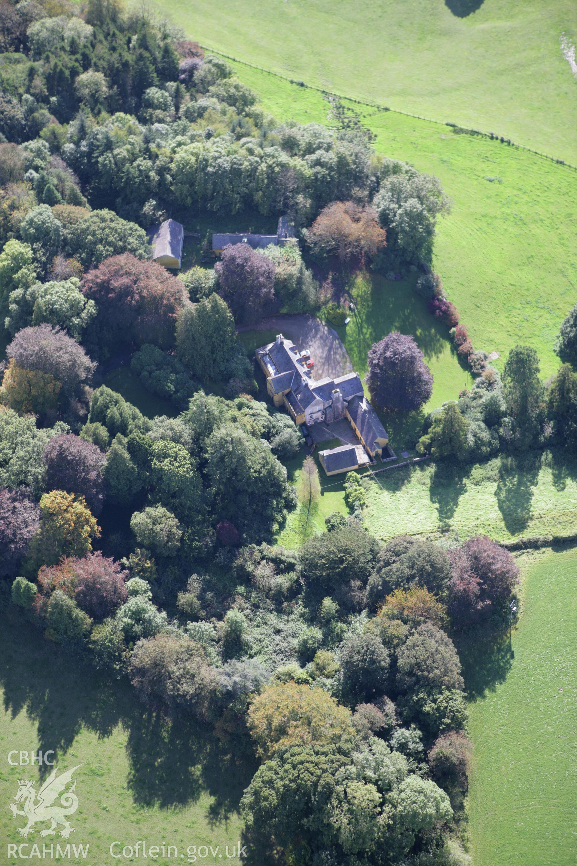 RCAHMW colour oblique photograph of Cwmgwili, country house. Taken by Toby Driver on 04/10/2007.