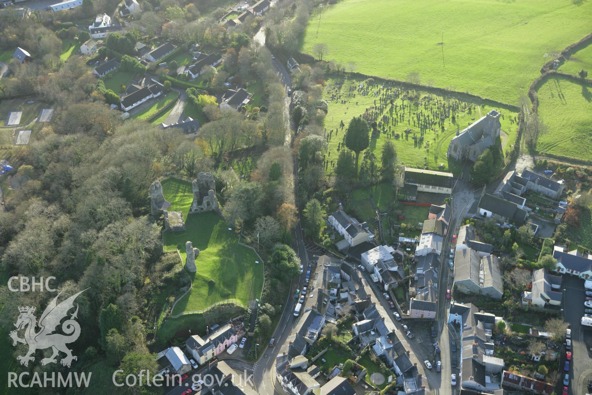 RCAHMW colour oblique photograph of Narberth Castle. Taken by Toby Driver on 29/11/2007.