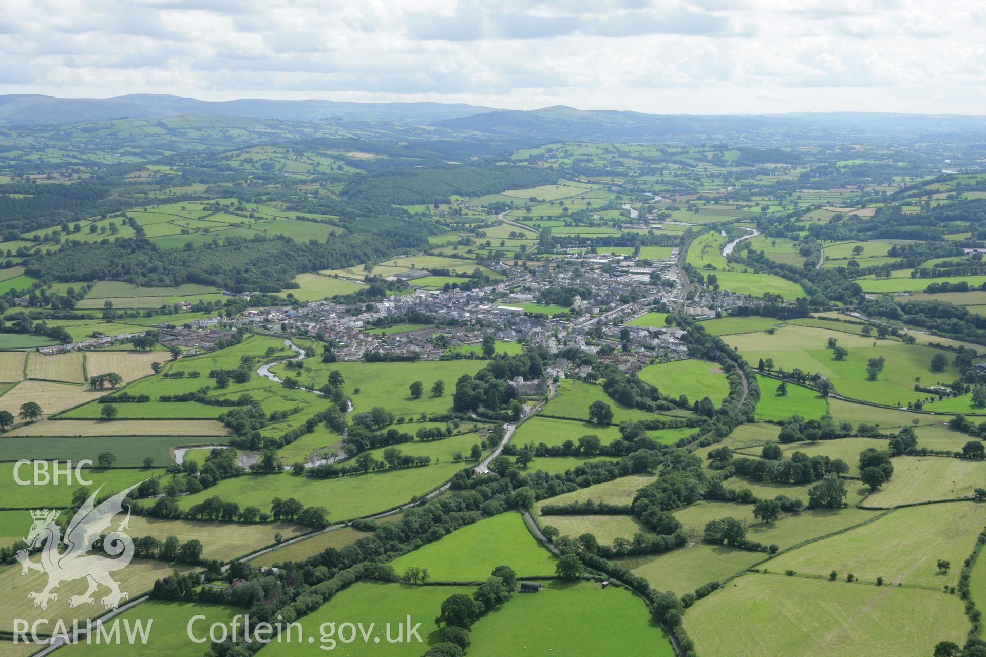 RCAHMW colour oblique aerial photograph of Llandovery viewed from the north-east. Taken on 09 July 2007 by Toby Driver