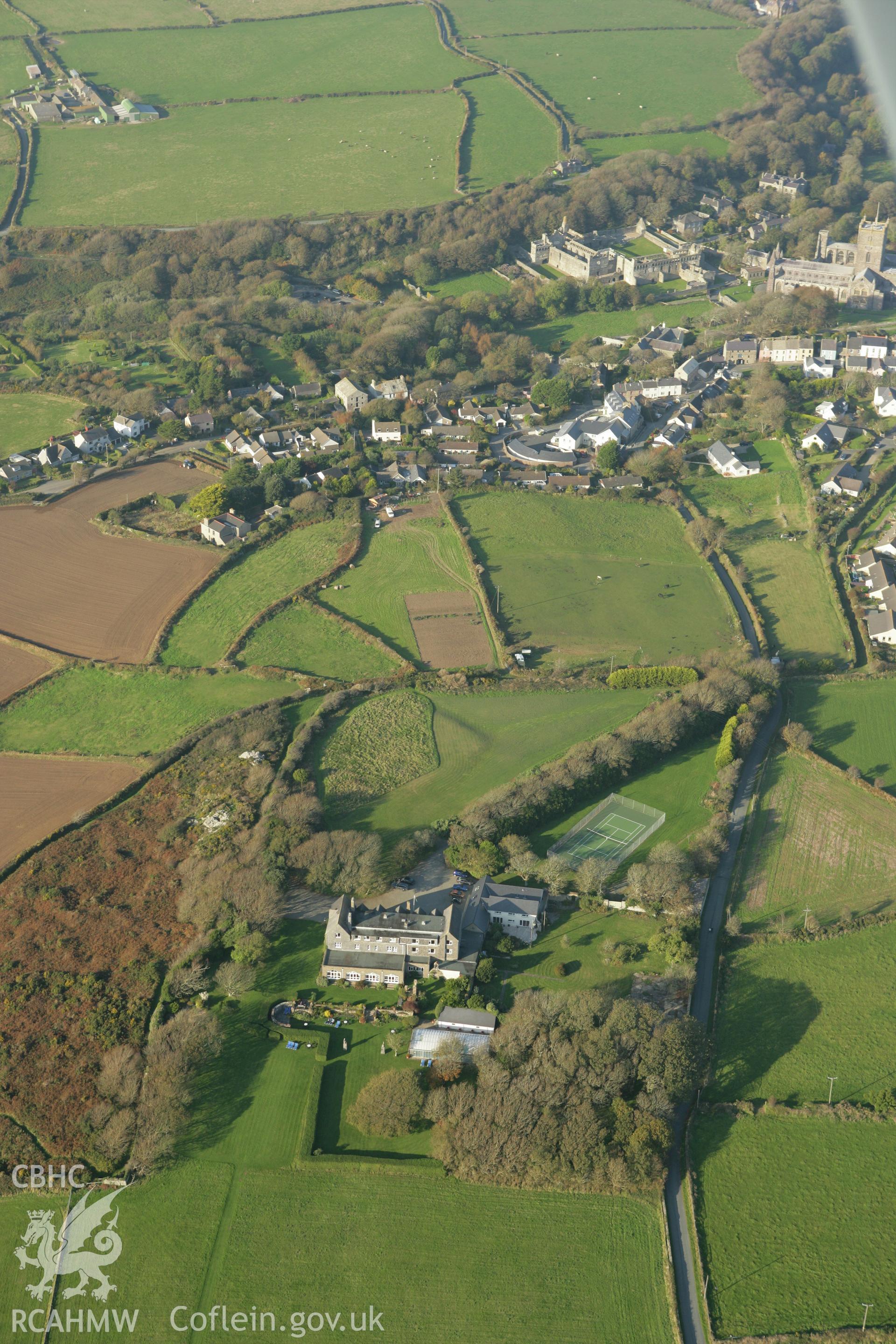 RCAHMW colour oblique photograph of Warpool Court, St Davids. Taken by Toby Driver on 23/10/2007.