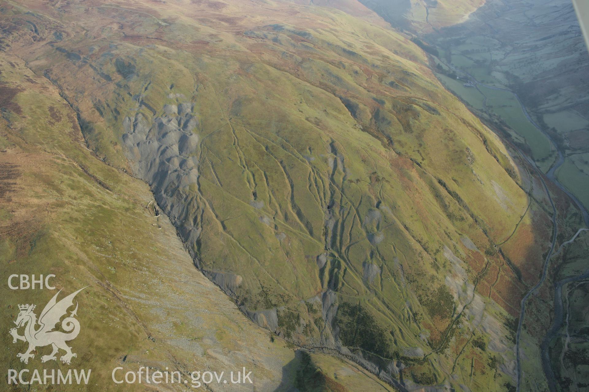 RCAHMW colour oblique photograph of Copa Hill mine. Taken by Toby Driver on 20/12/2007.
