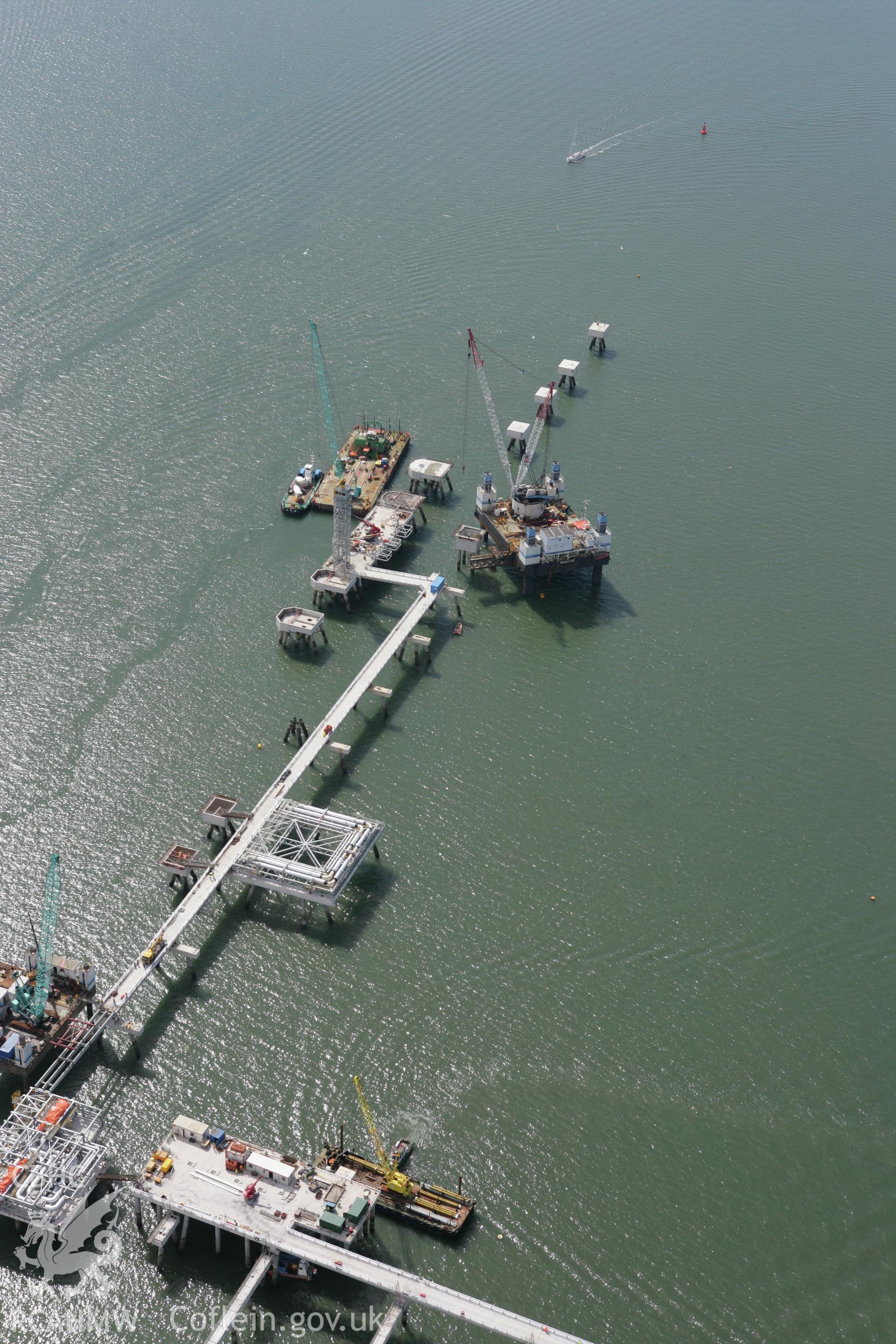 RCAHMW colour oblique photograph of Jetty at South Hook point, Milford Haven. Taken by Toby Driver on 01/08/2007.