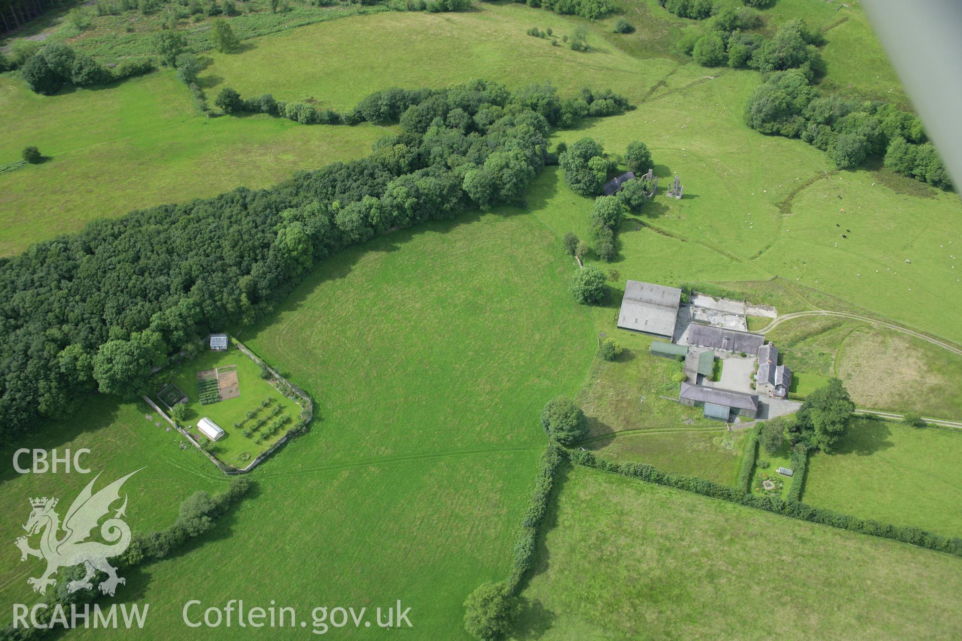 RCAHMW colour oblique aerial photograph of Llwynywormwood House and Garden. Taken on 09 July 2007 by Toby Driver