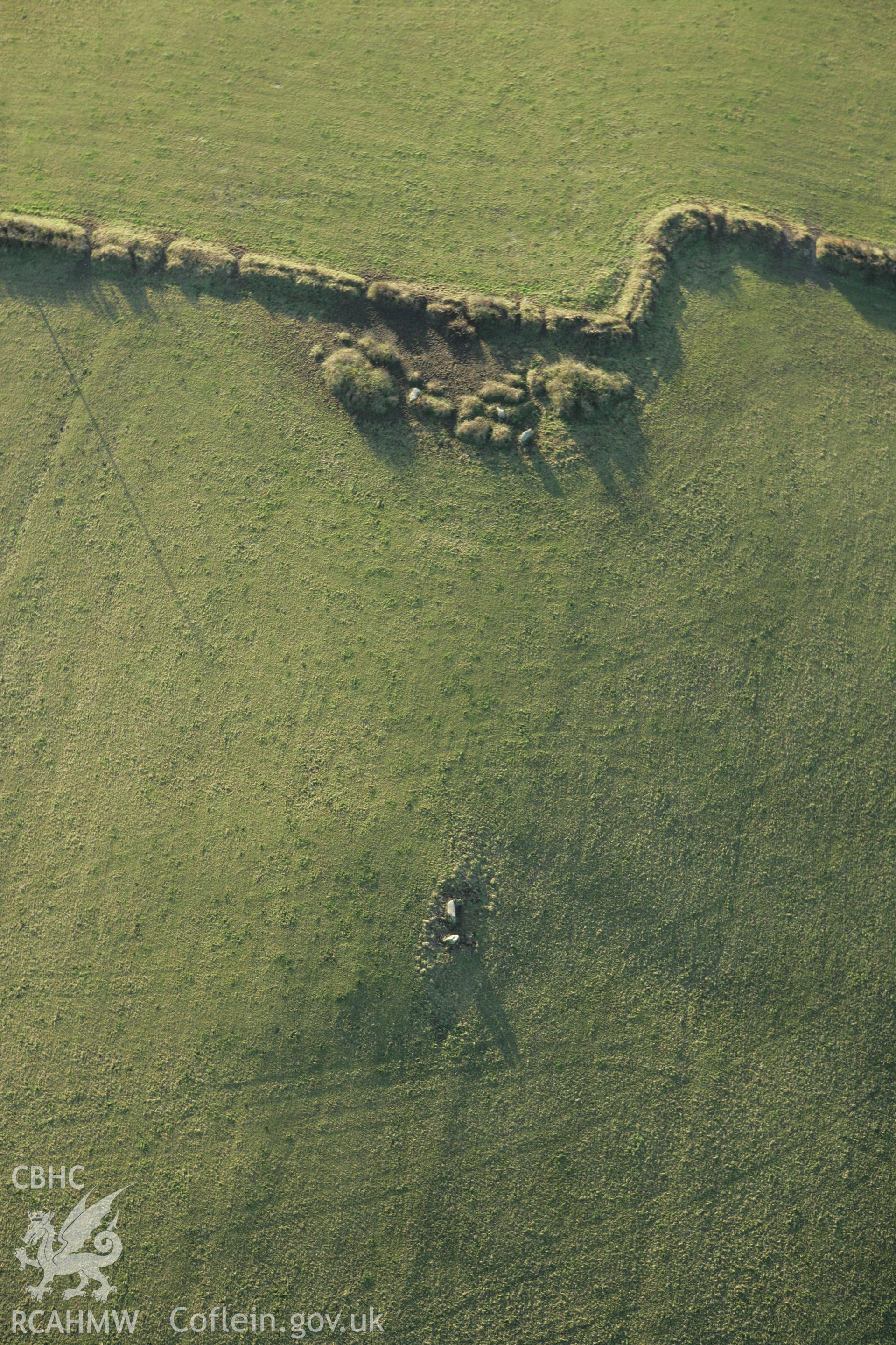 RCAHMW colour oblique photograph of Lan burial chambers. Taken by Toby Driver on 29/11/2007.