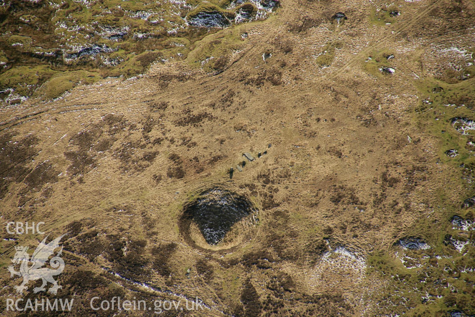 RCAHMW colour oblique aerial photograph of Saith Maen Stone Alignment, Glyntawe. Taken on 21 March 2007 by Toby Driver