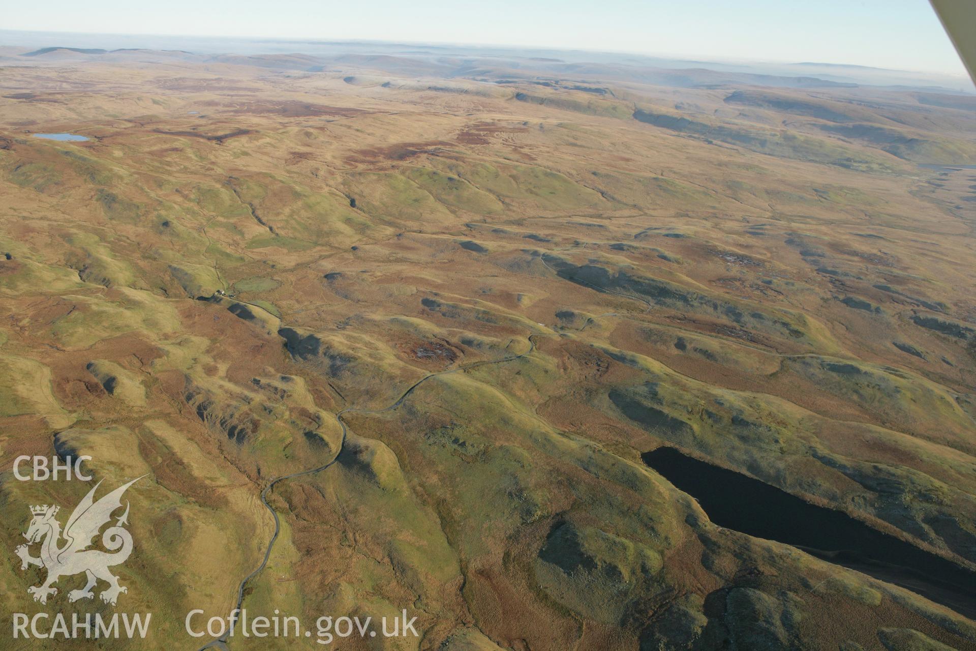 RCAHMW colour oblique photograph of Llyn Hir and surrounding winter landscape. Taken by Toby Driver on 20/12/2007.