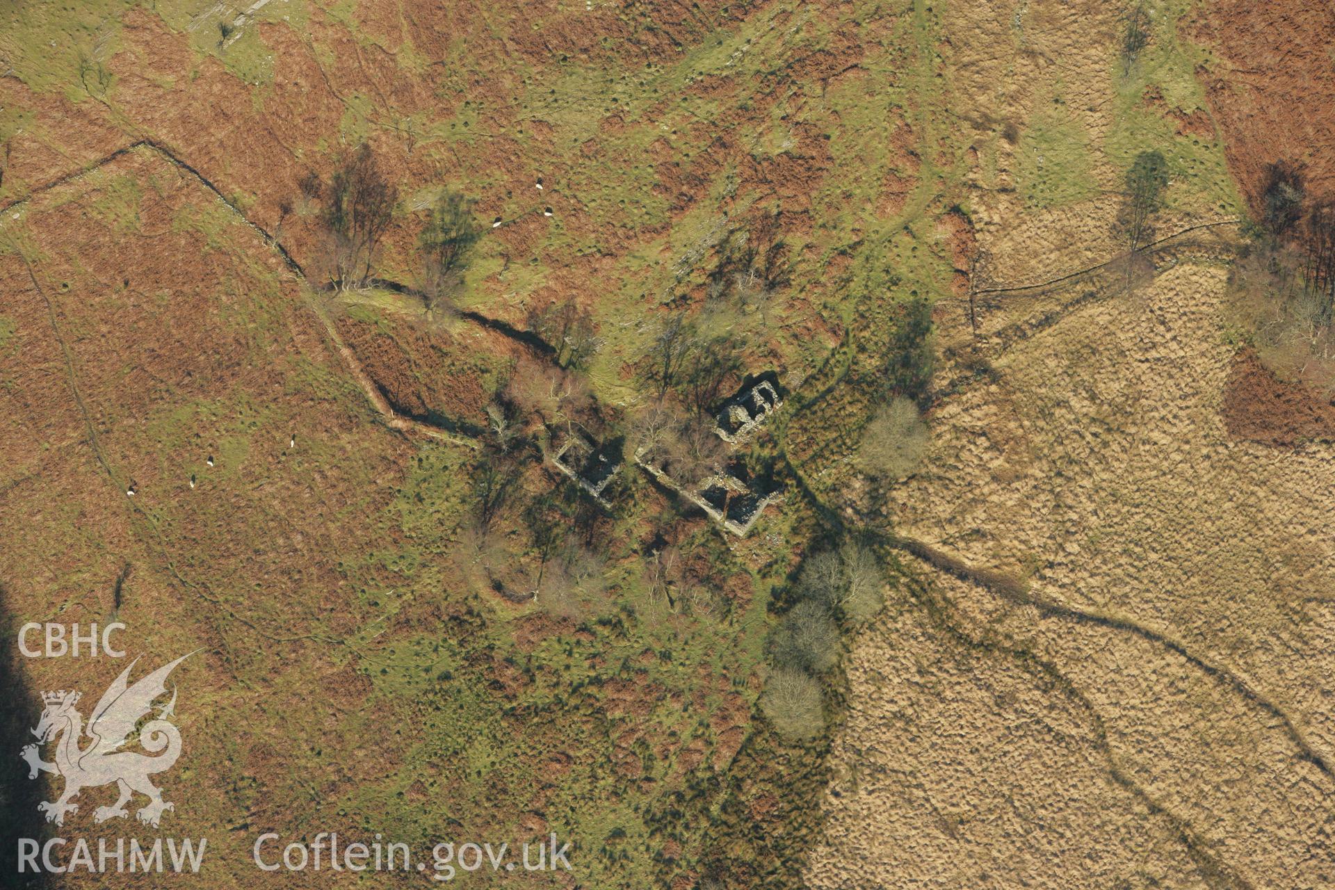 RCAHMW colour oblique photograph of Dinas Foelfraeth farmstead. Taken by Toby Driver on 20/12/2007.