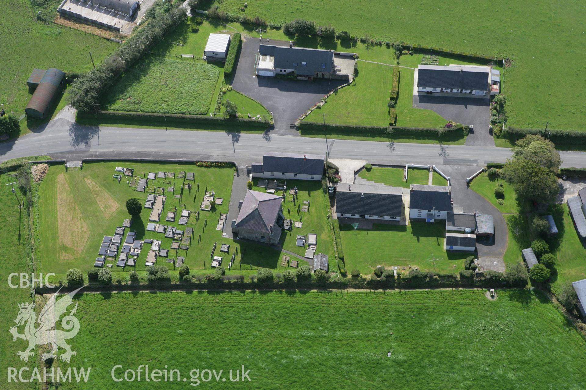 RCAHMW colour oblique photograph of Bryn Iwan Independent chapel;Bryn Iwan village. Taken by Toby Driver on 11/09/2007.
