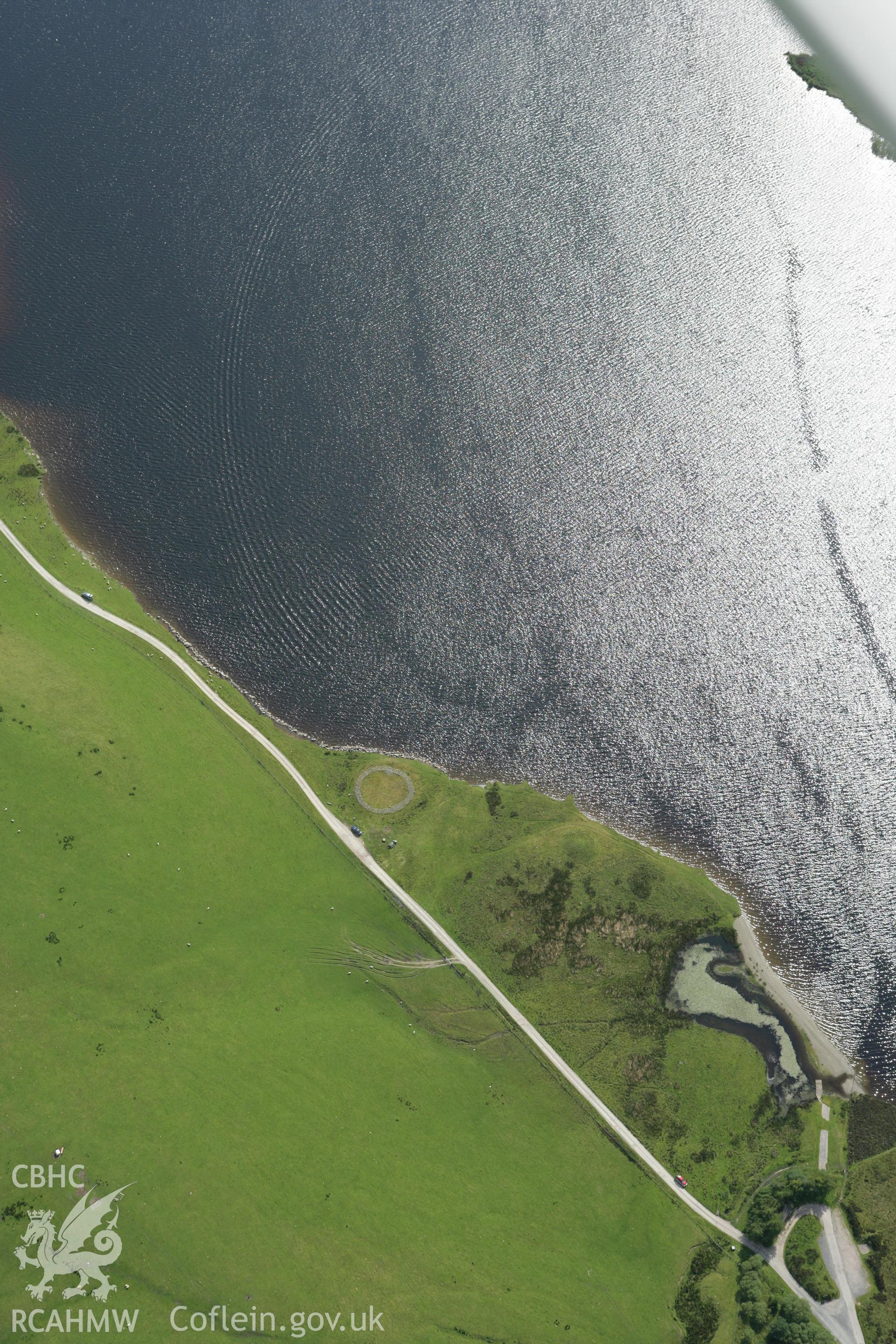 RCAHMW colour oblique aerial photograph showing landscape of Llyn Brenig. Taken on 31 July 2007 by Toby Driver