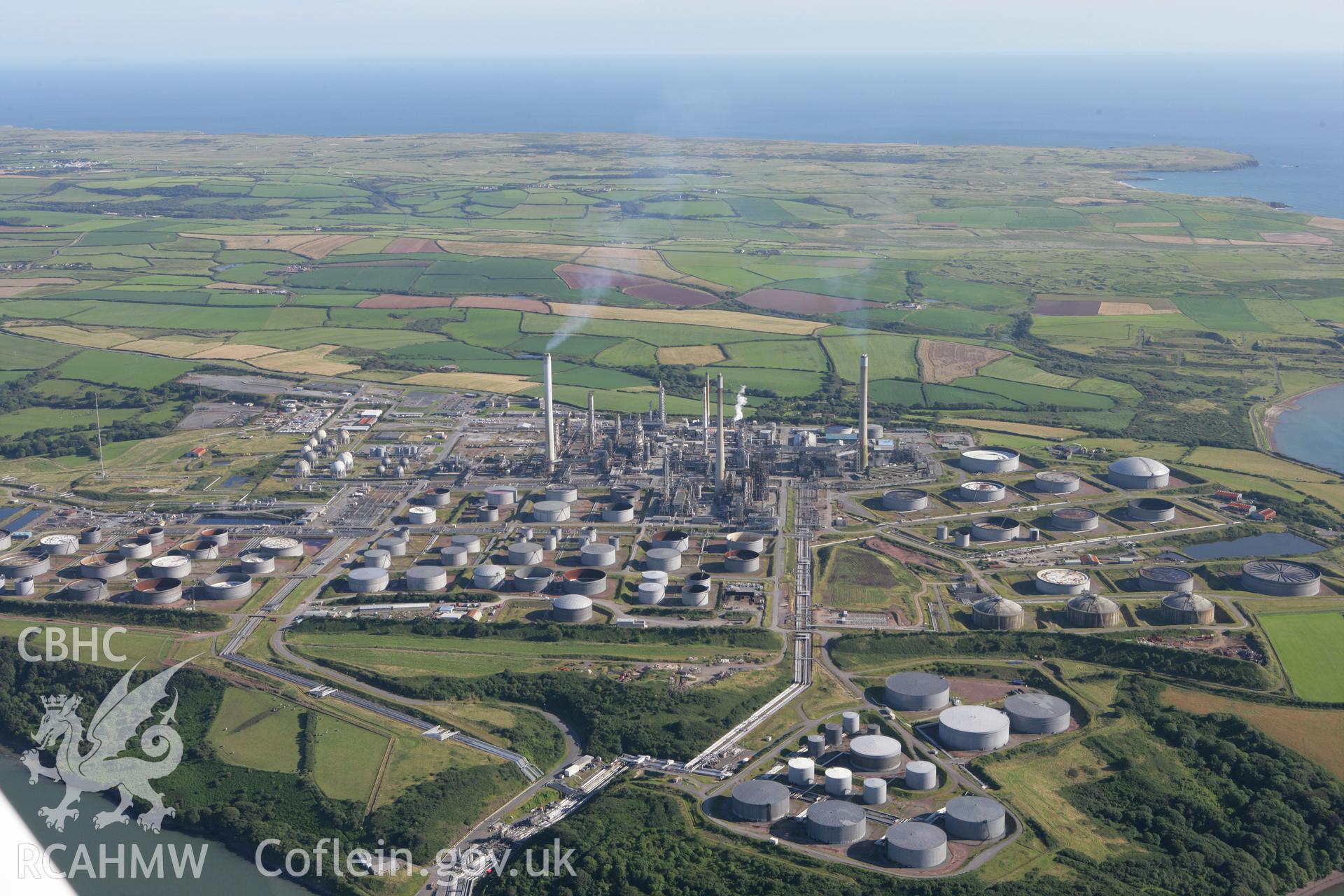 RCAHMW colour oblique aerial photograph of Angle Bay BP Oil Terminal and Pumping Station, Popton, Milford Haven. Taken on 30 July 2007 by Toby Driver