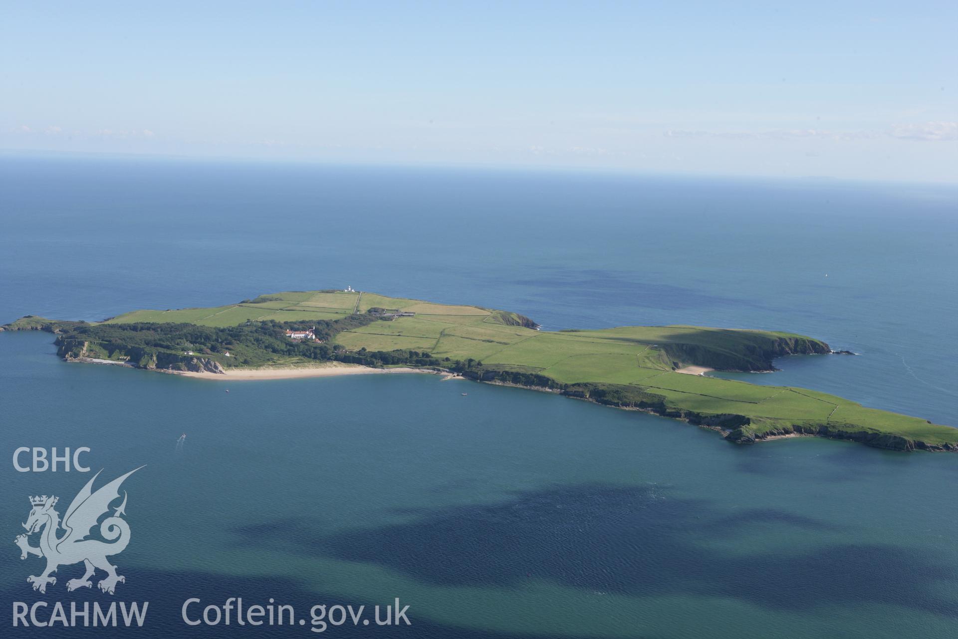 RCAHMW colour oblique aerial photograph of Caldey Island from the north. Taken on 30 July 2007 by Toby Driver