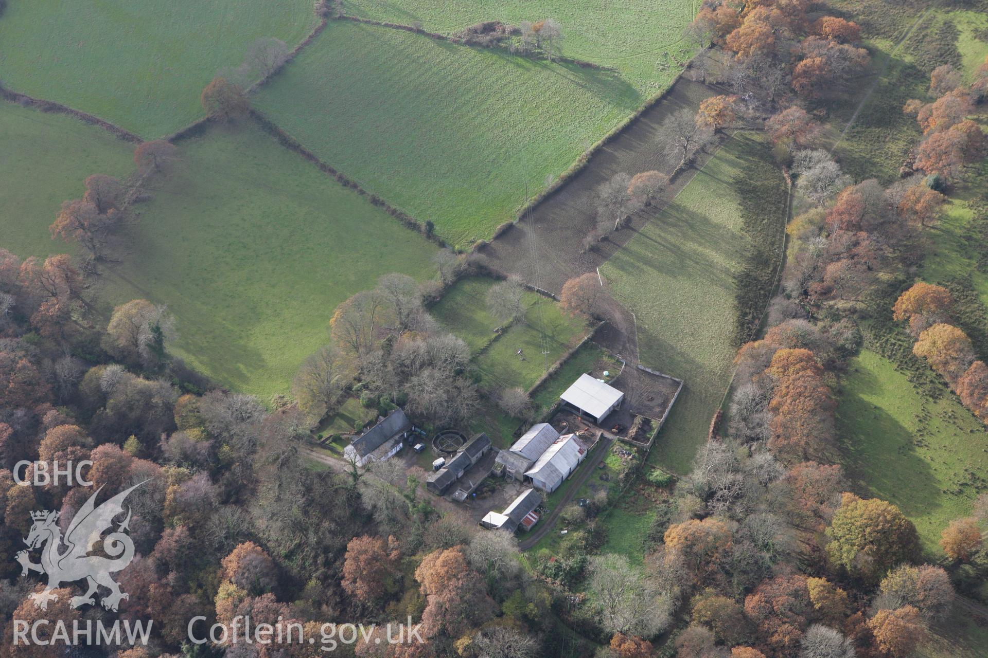 RCAHMW colour oblique photograph of Plas-y-Bettws, relict garden. Taken by Toby Driver on 12/11/2008.