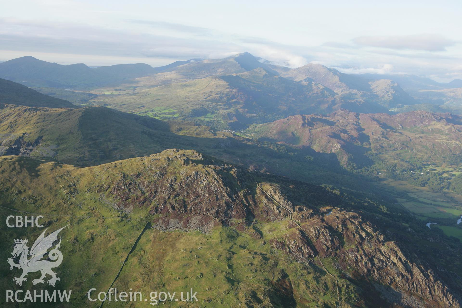 RCAHMW colour oblique aerial photograph of Snowdonia. Taken on 06 September 2007 by Toby Driver
