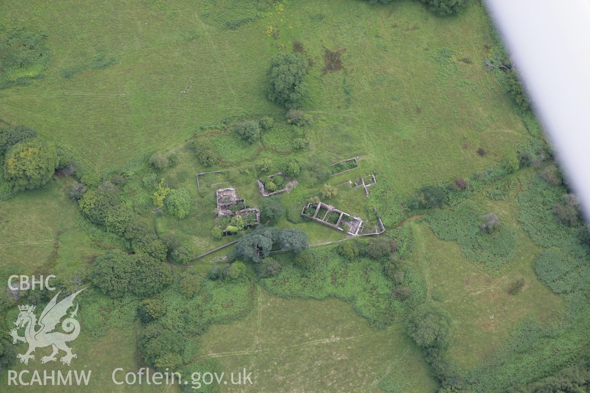 RCAHMW colour oblique aerial photograph of the ruins of Bovil, Machen. Taken on 30 July 2007 by Toby Driver